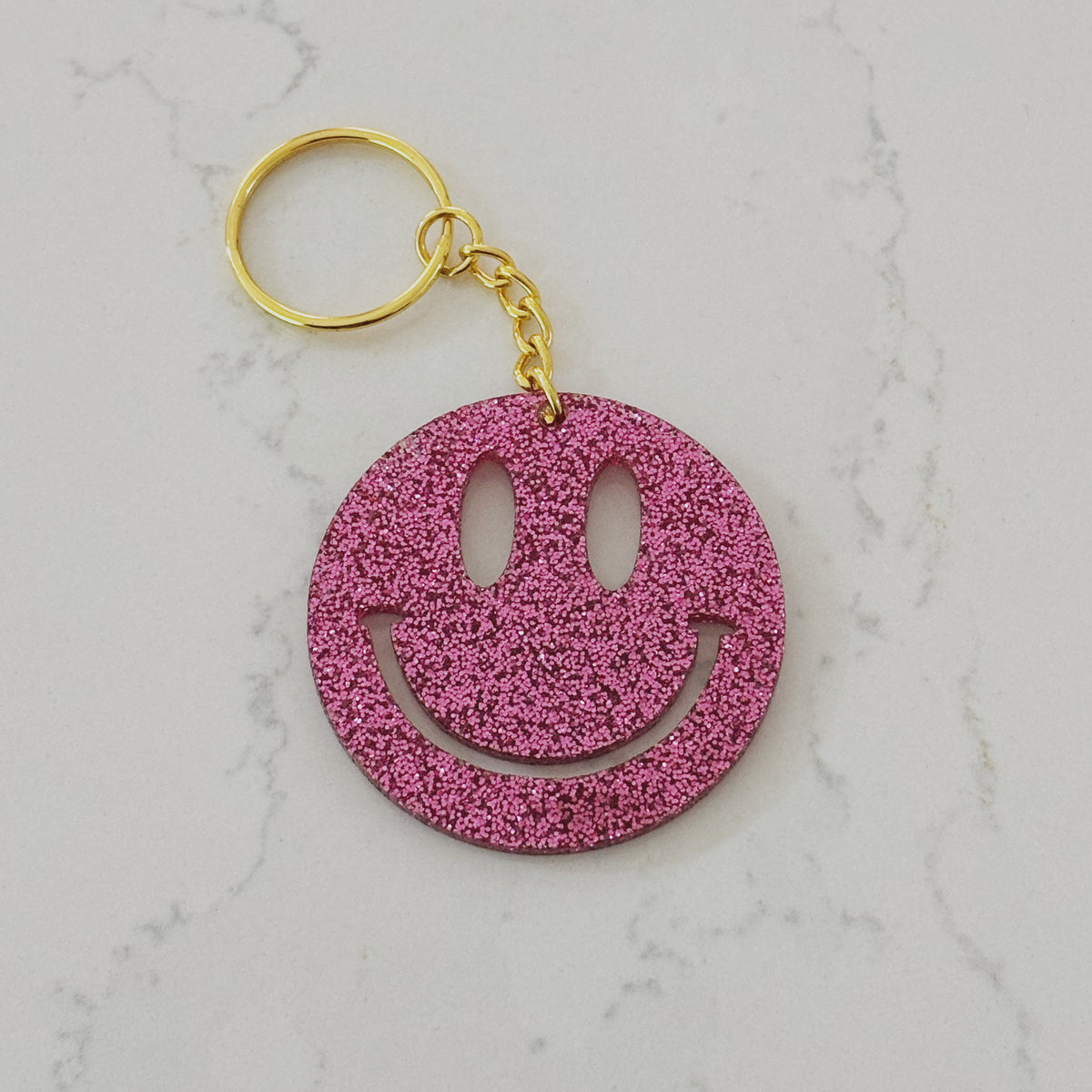 All Smiles Outline Glitter Acrylic Keychain
