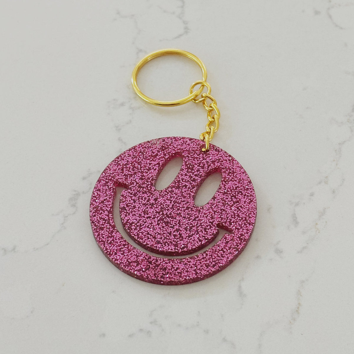All Smiles Outline Glitter Acrylic Keychain