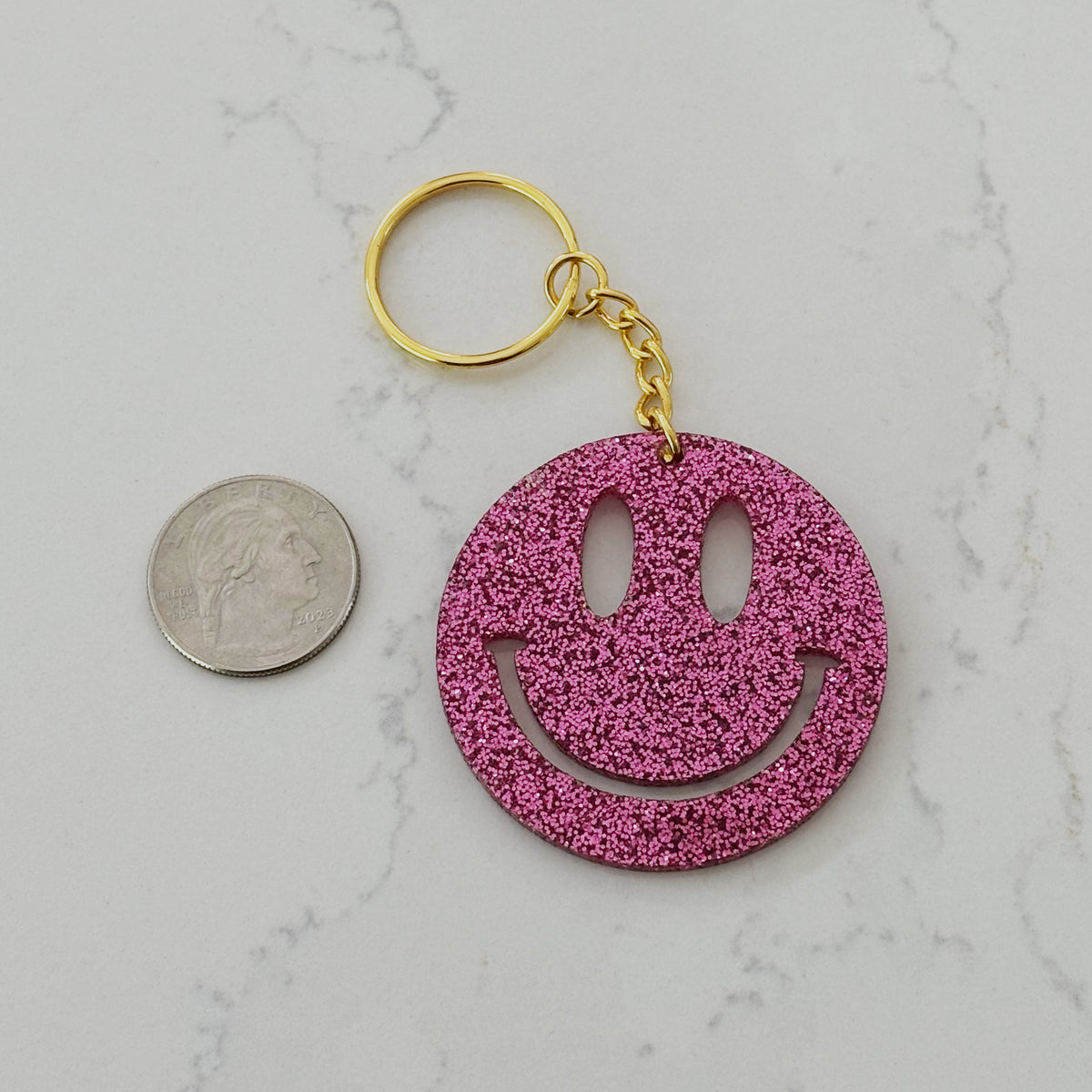 All Smiles Outline Glitter Acrylic Keychain
