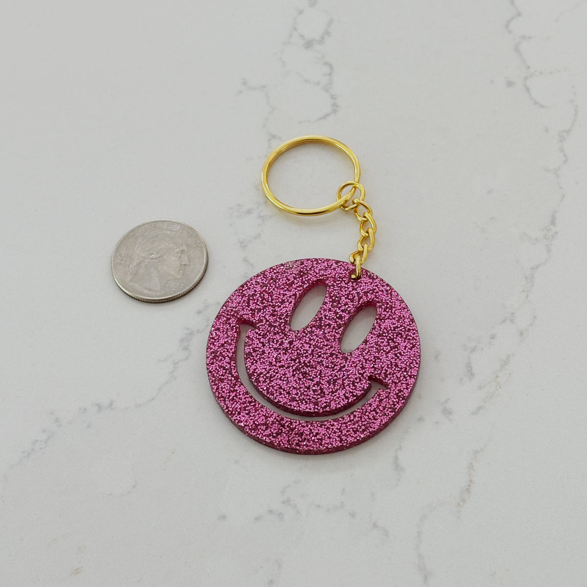All Smiles Outline Glitter Acrylic Keychain