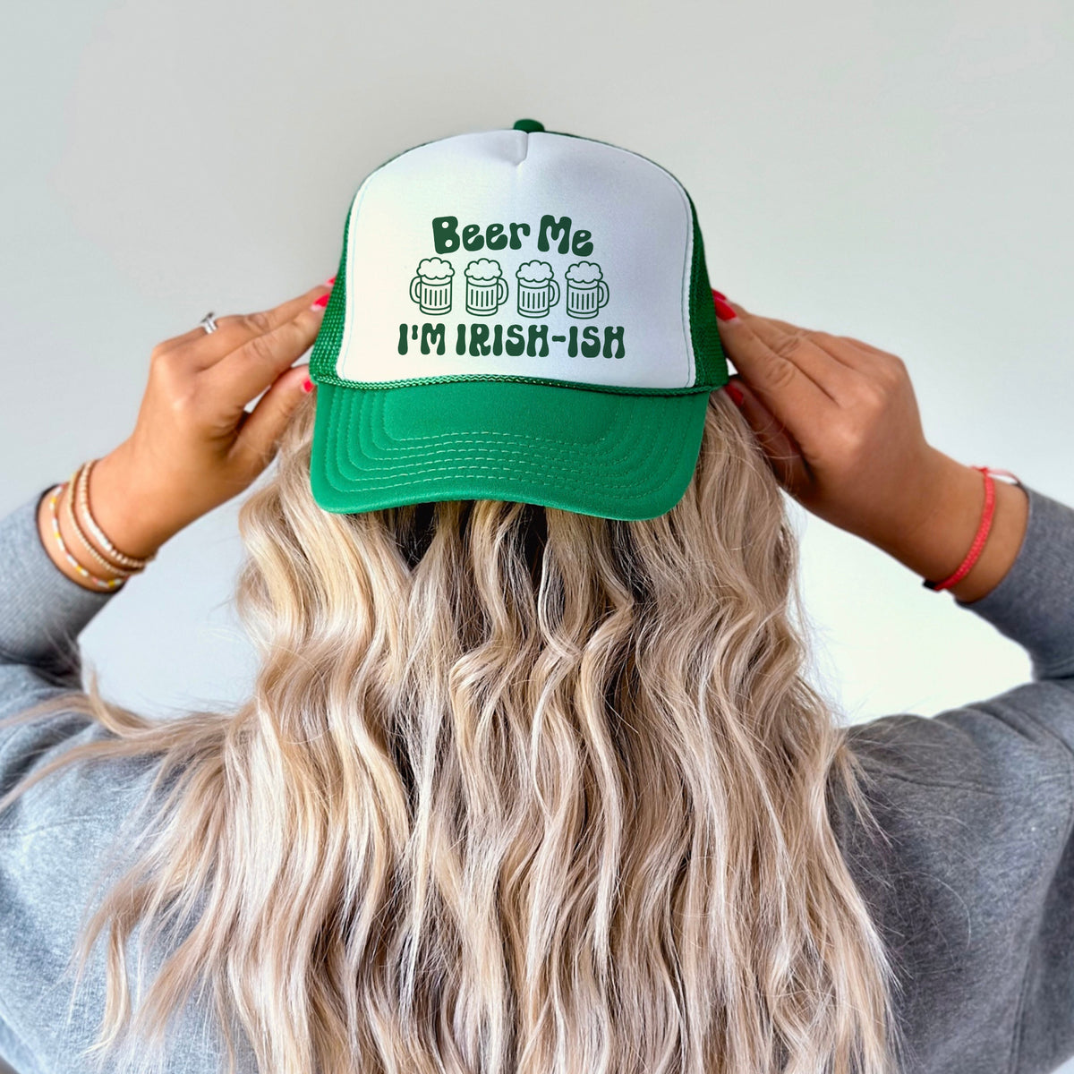 Beer Me I&#39;m Irish-Ish Mesh Back Trucker Hat