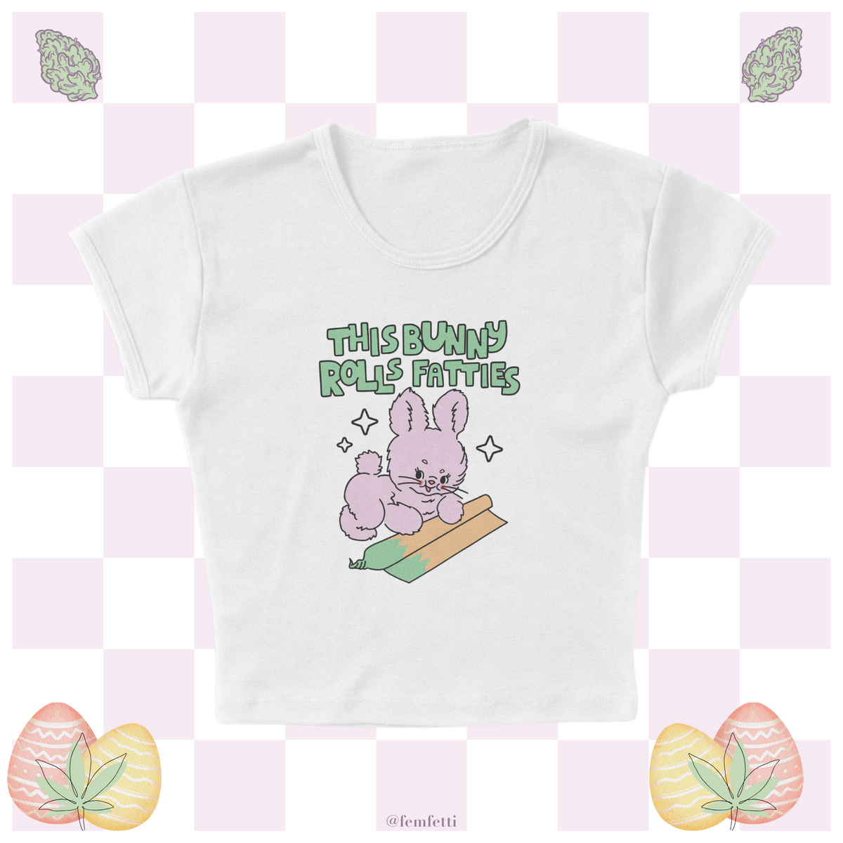 Bunny Rolls Micro Rib Baby Tee