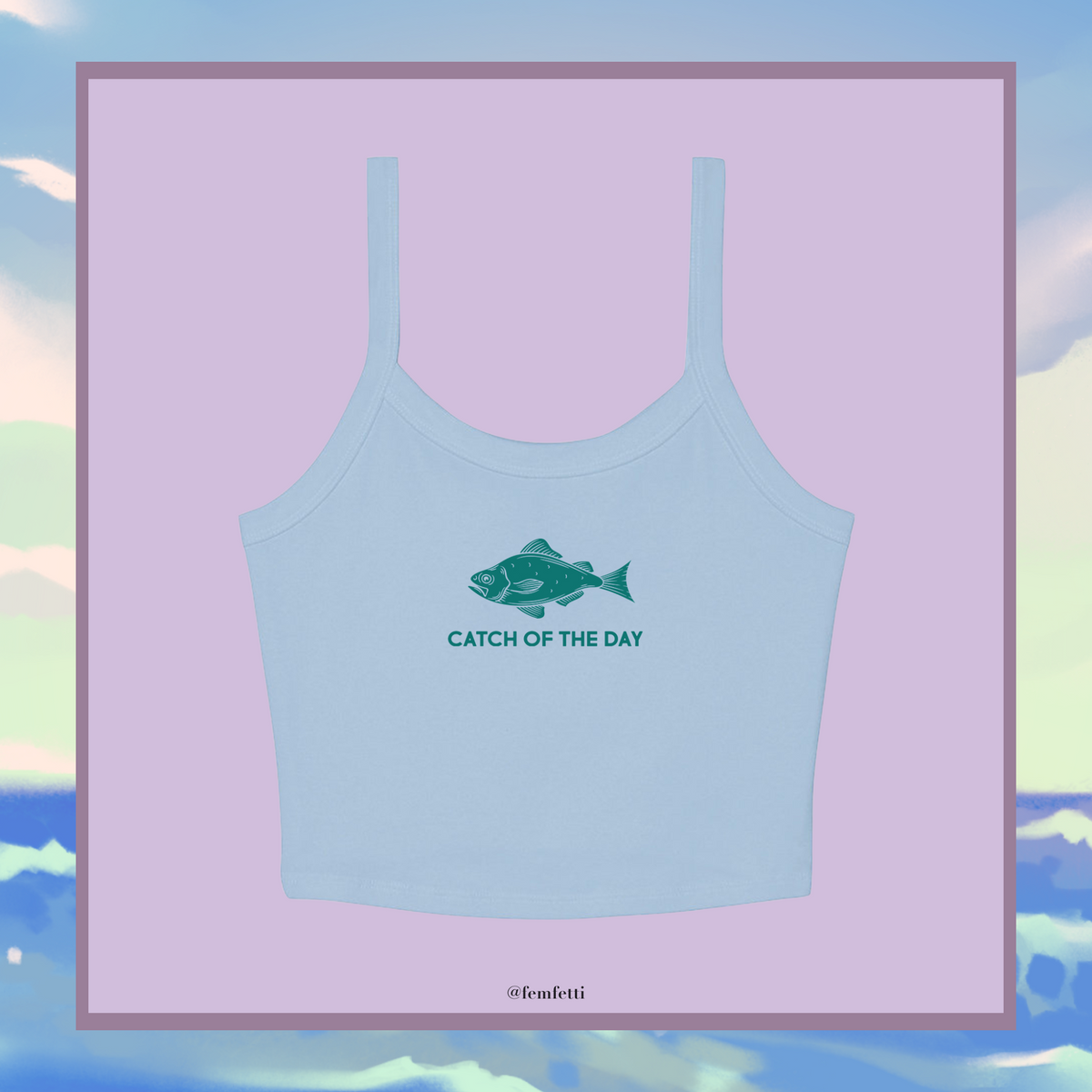 Catch Of The Day Micro Rib Spaghetti Strap Tank