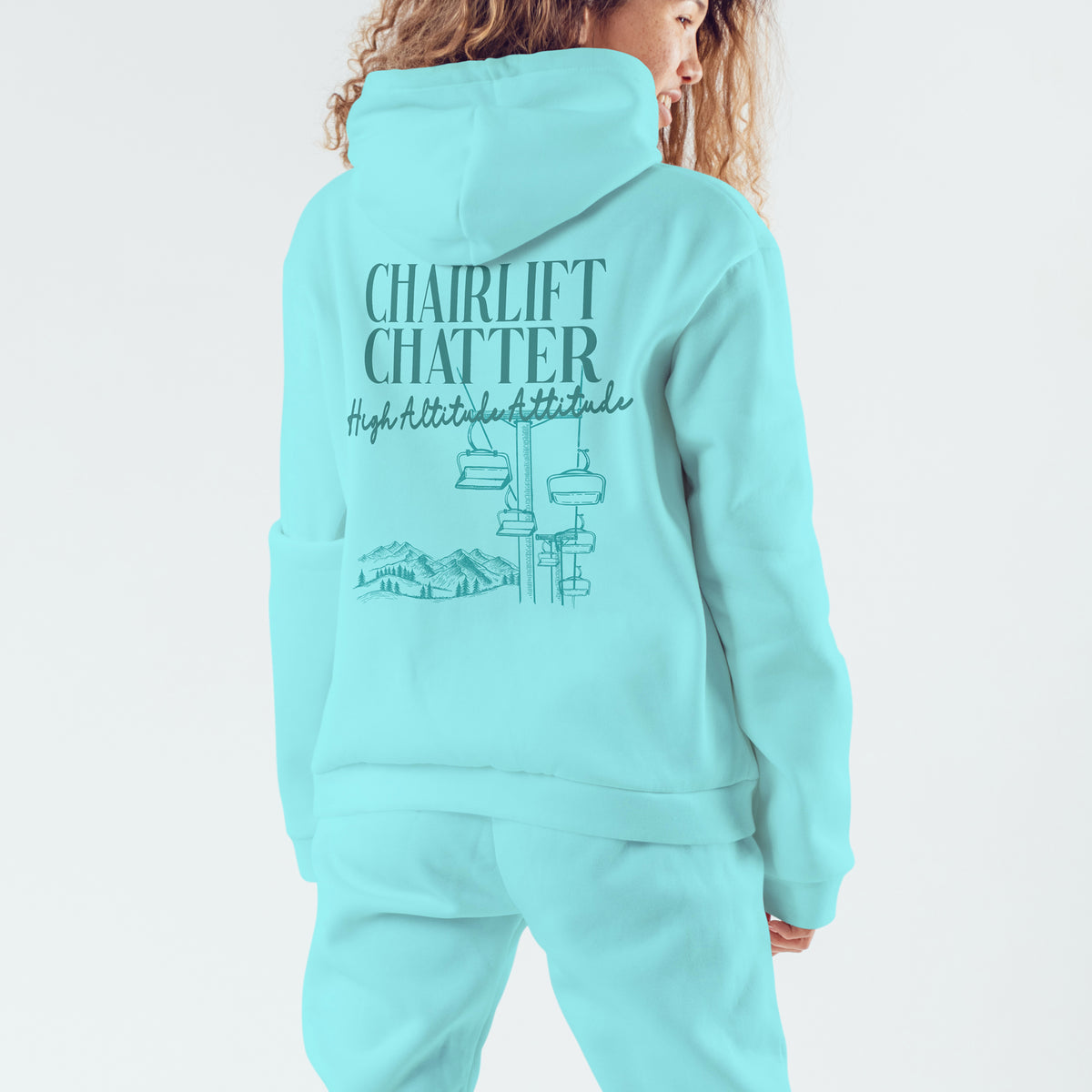 Chairlift Chatter Front and Back Midweight Sweat Set Hoodie