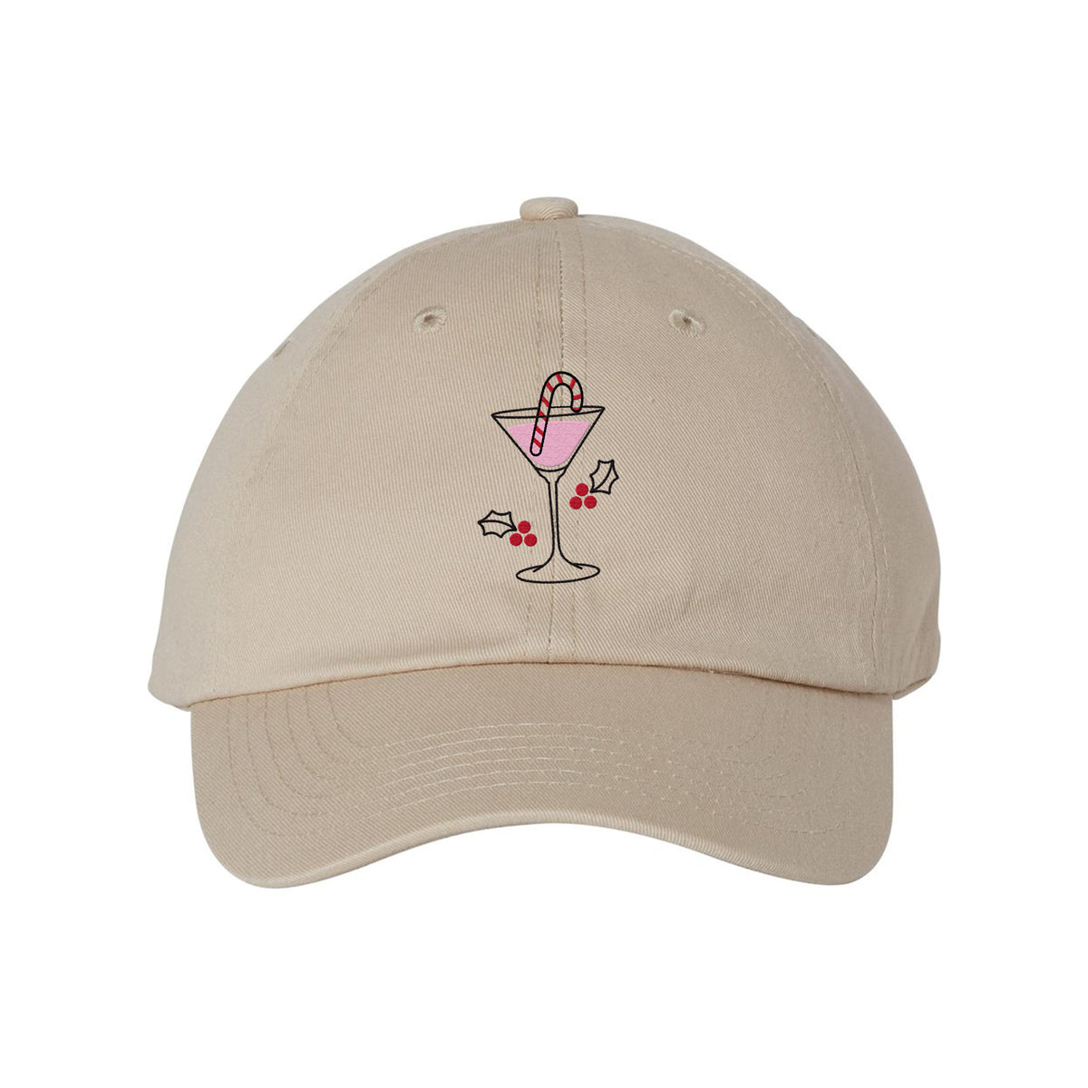 Christmas Cocktail Embroidered Bio-Washed Classic Dad Hat