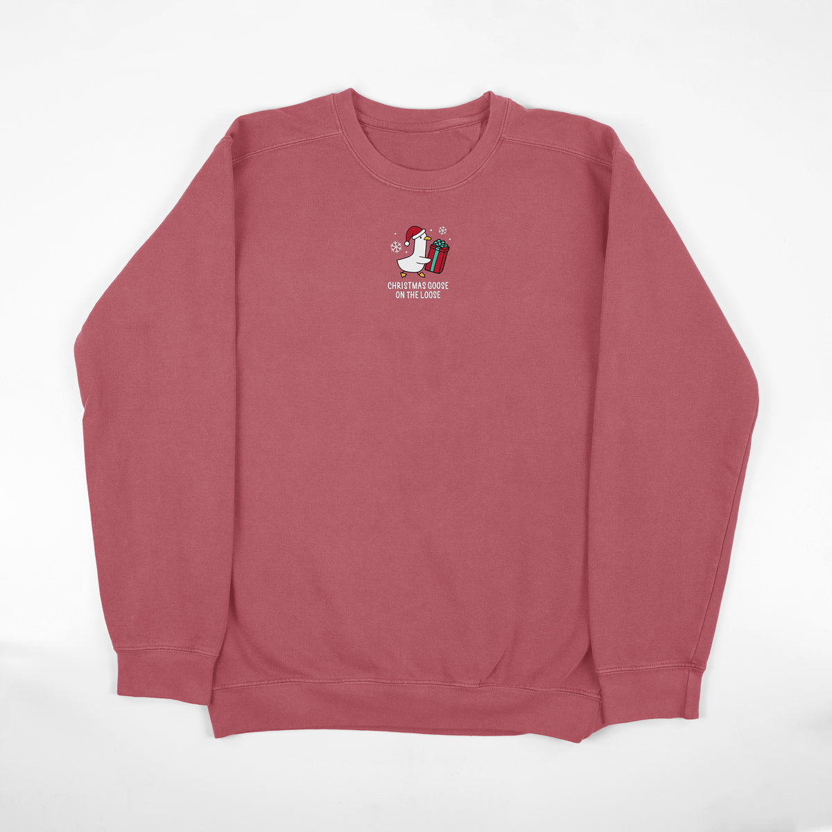 Christmas Goose Embroidered Comfort Colors Sweatshirt