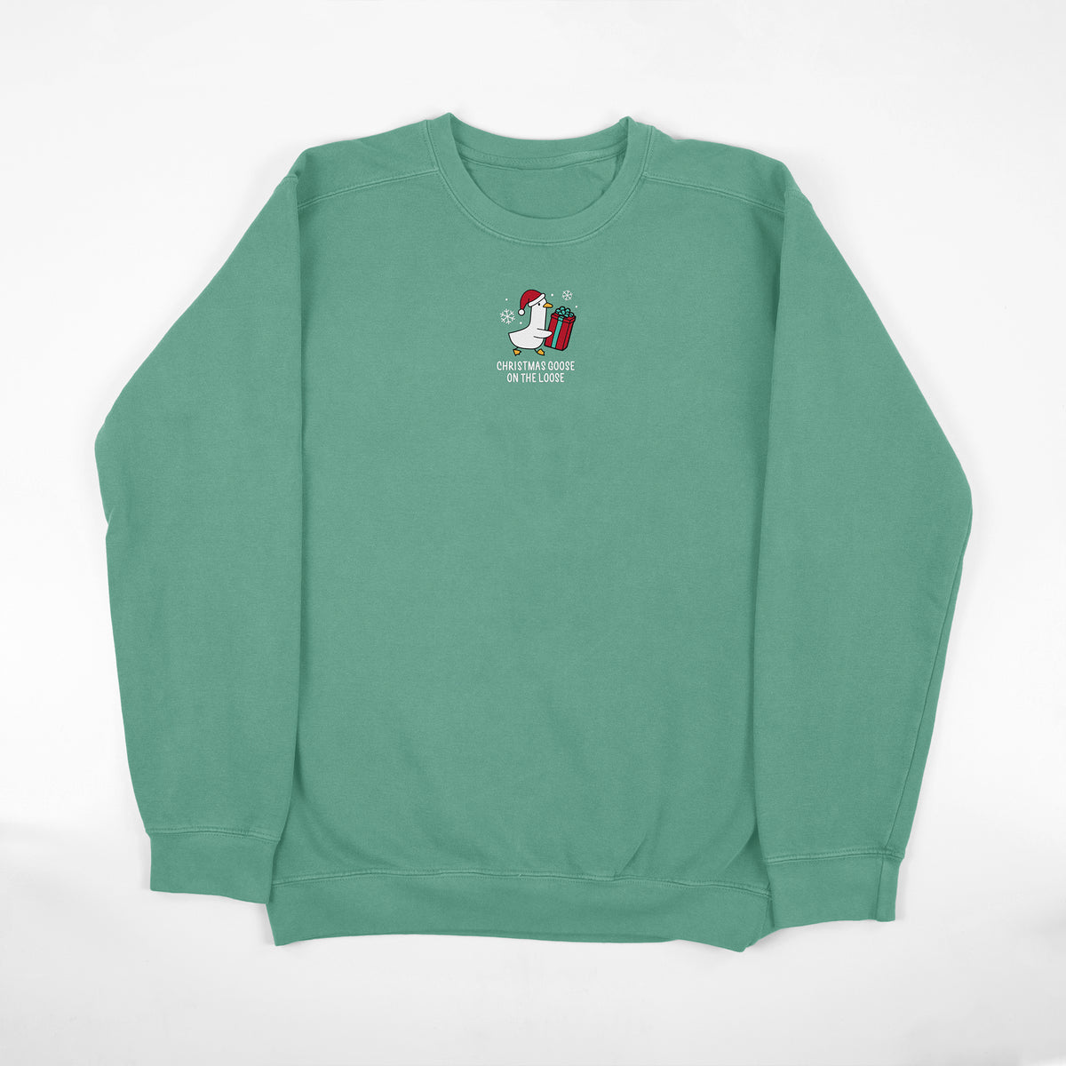 Christmas Goose Embroidered Comfort Colors Sweatshirt