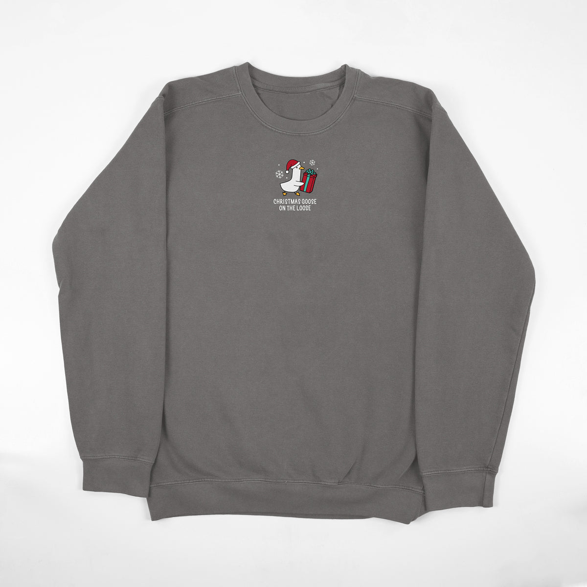 Christmas Goose Embroidered Comfort Colors Sweatshirt