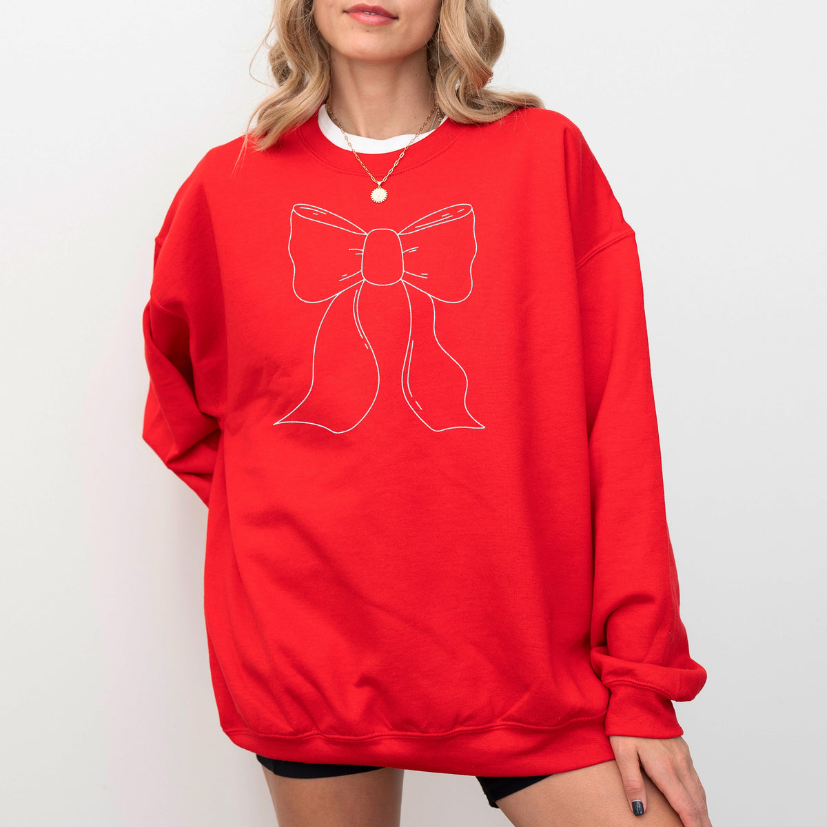 Christmas Ribbon Outline Embroidered Sweatshirt