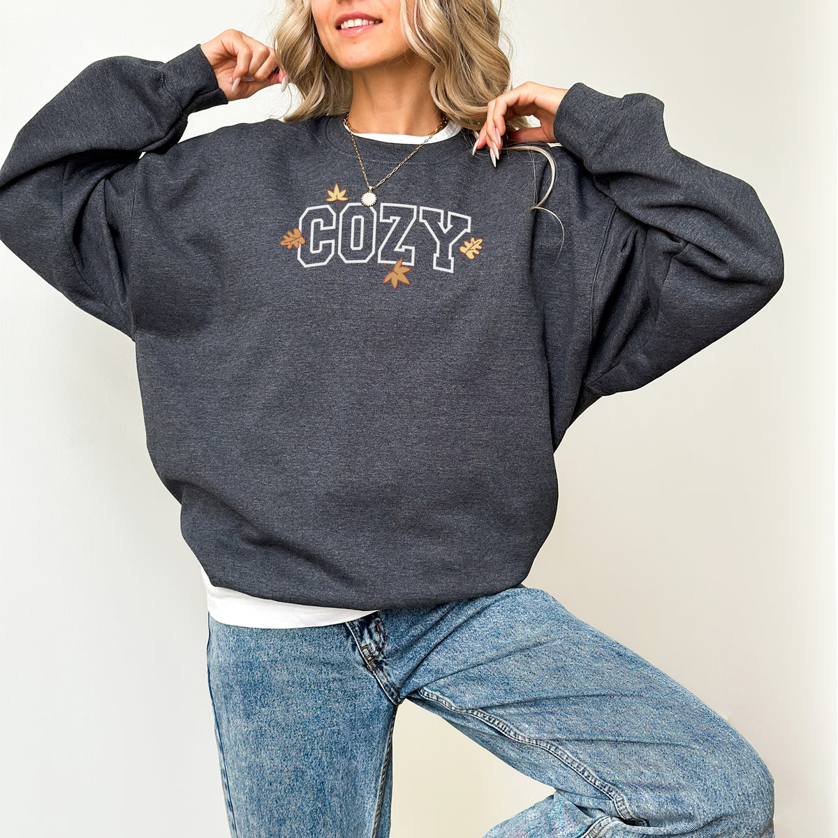 Cozy Collegiate Embroidered Sweatshirt