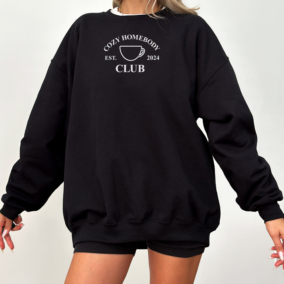 Cozy Homebody Club Embroidered Sweatshirt