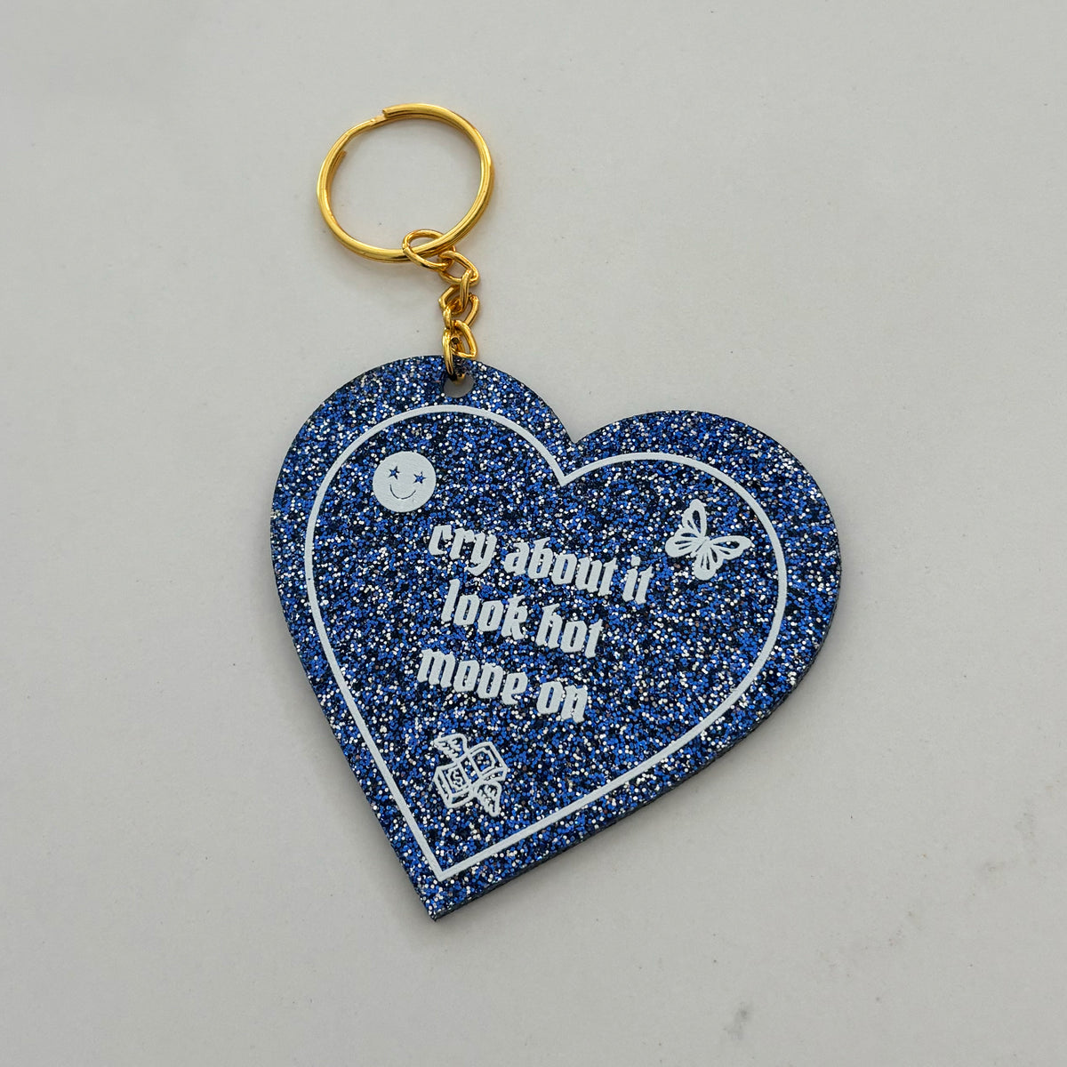 Cry and Look Hot Heart Shaped Keychain