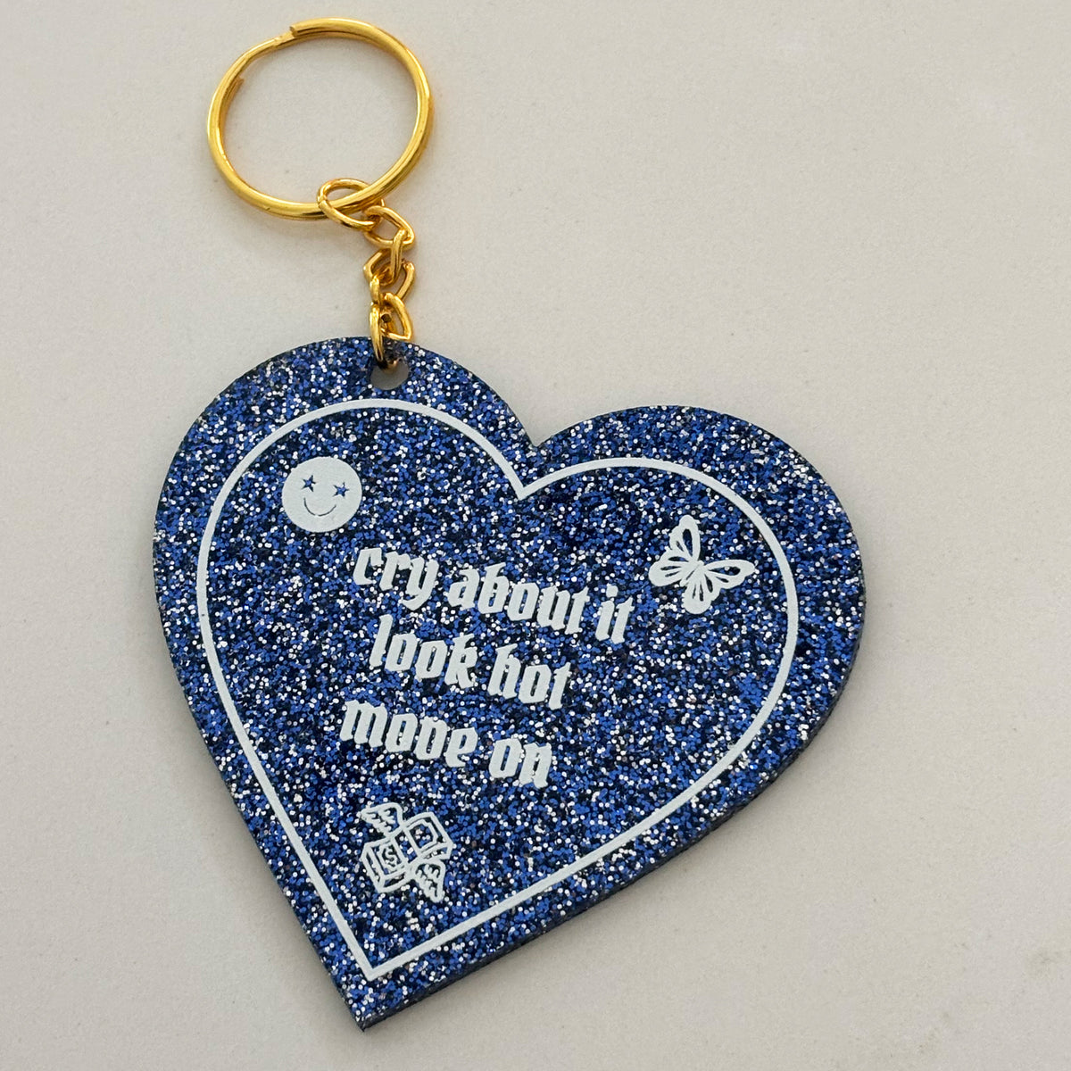 Cry and Look Hot Heart Shaped Keychain