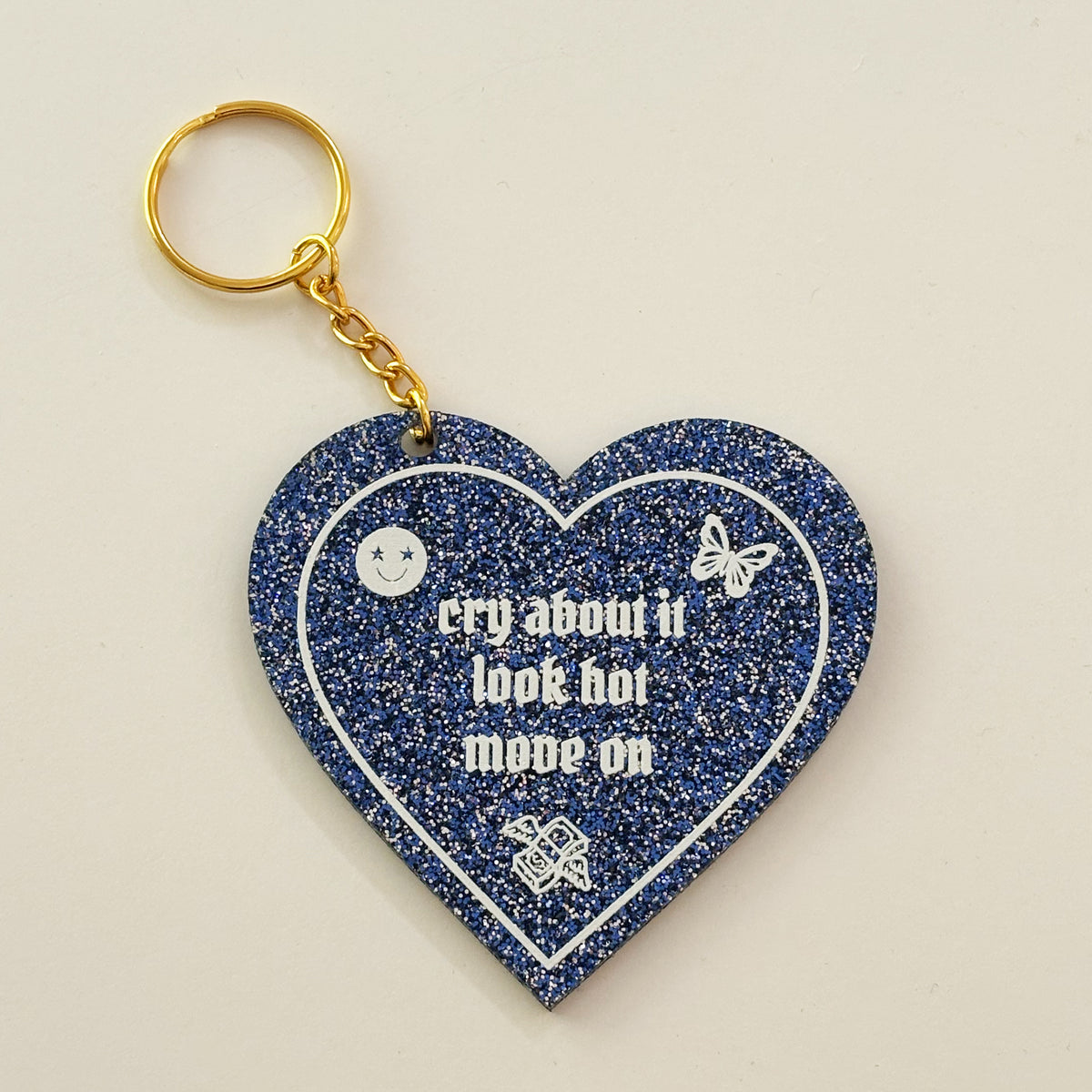 Cry and Look Hot Heart Shaped Keychain
