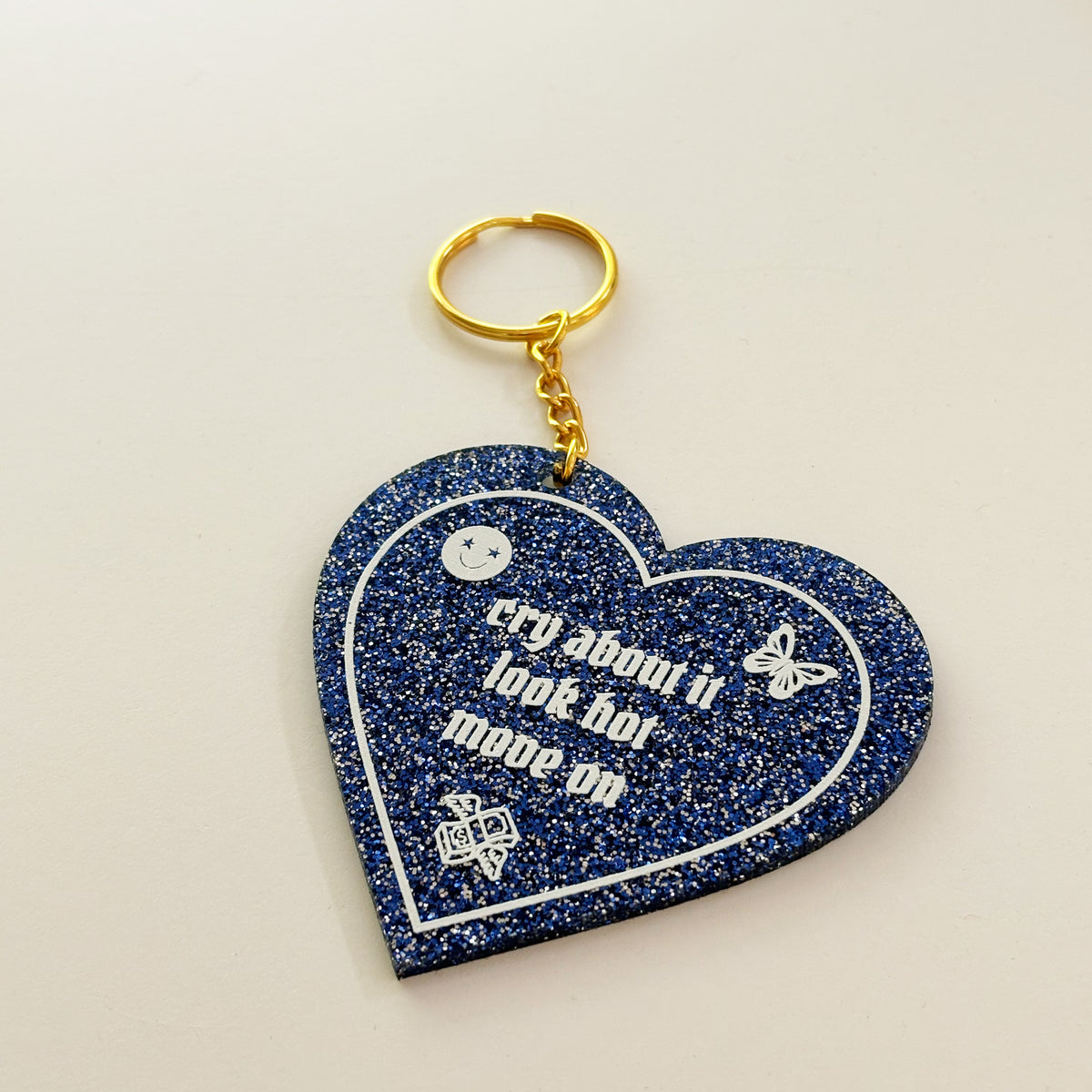 Cry and Look Hot Heart Shaped Keychain
