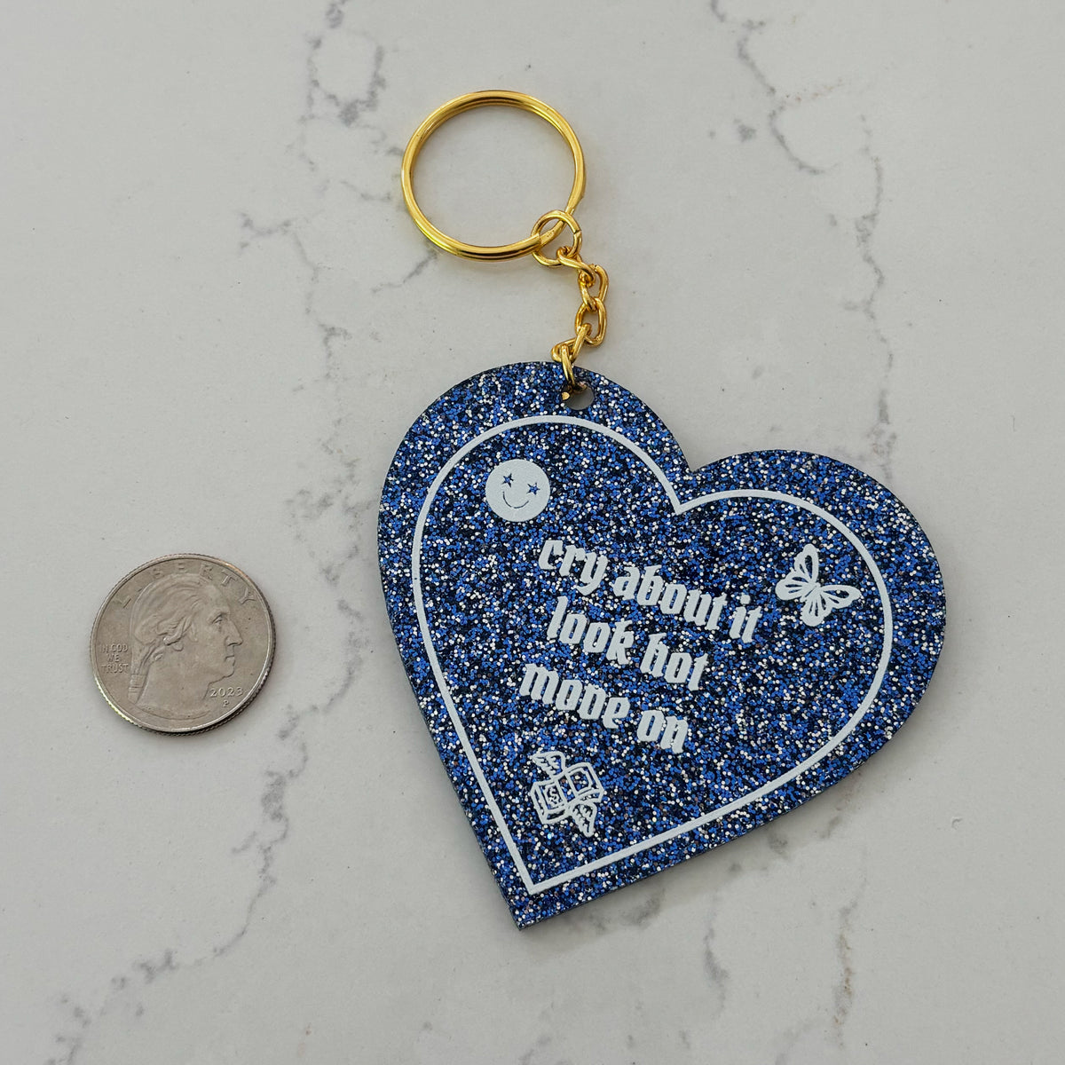 Cry and Look Hot Heart Shaped Keychain