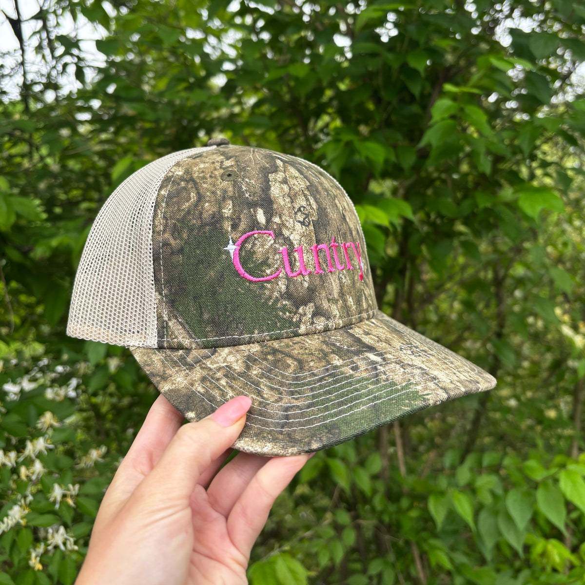 Cuntry Embroidered Camo Trucker Cap