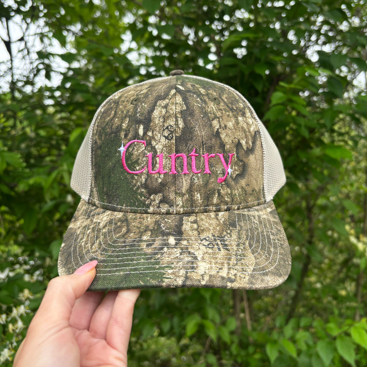 Cuntry Embroidered Camo Trucker Cap