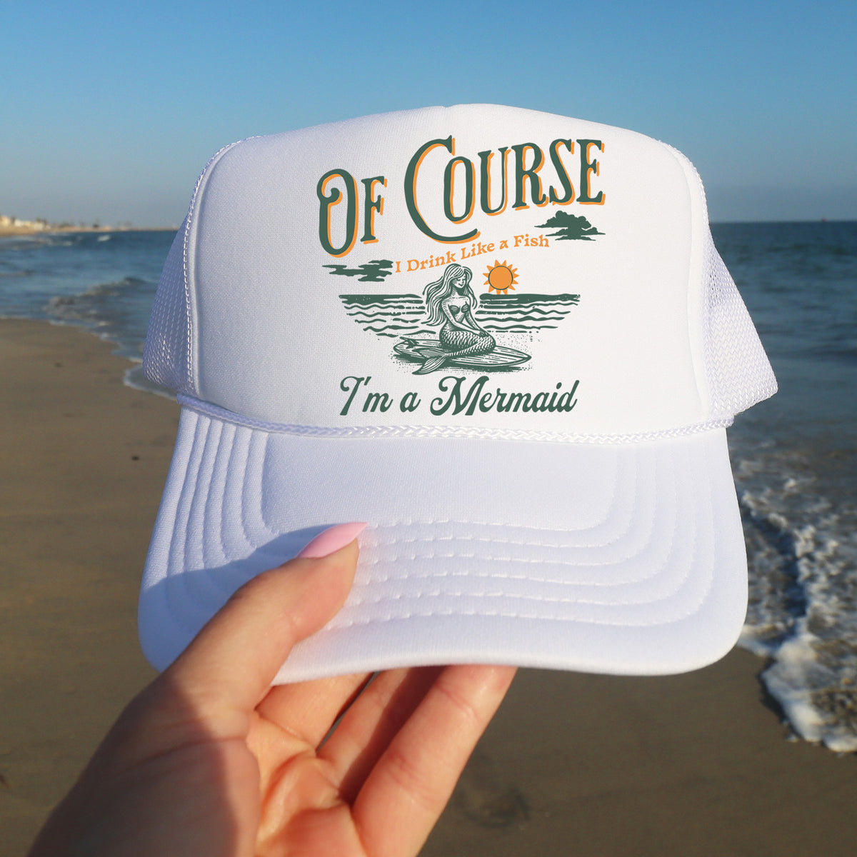 Drinking Mermaid Mesh Back Trucker Hat
