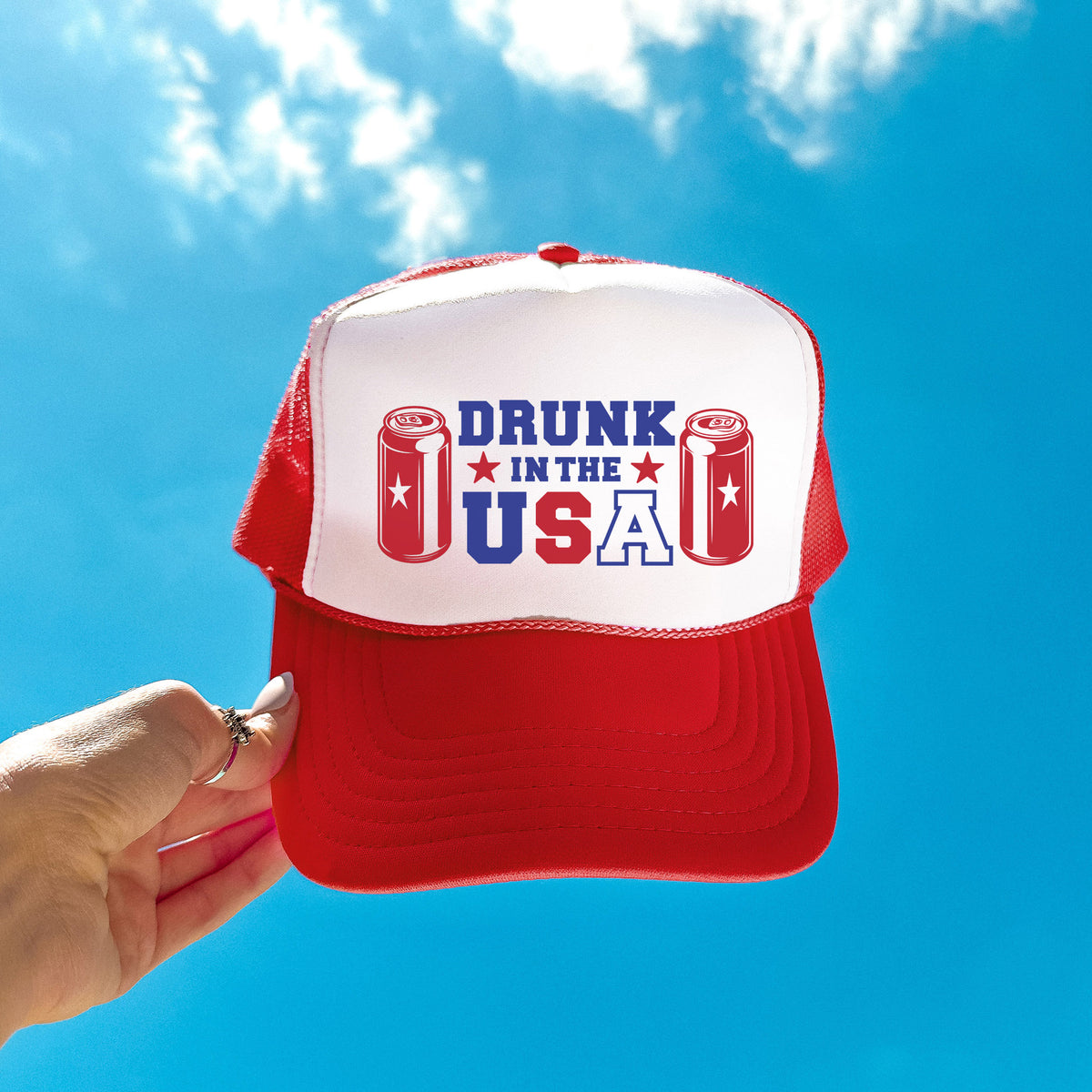 Drunk In The USA Mesh Back Trucker Hat