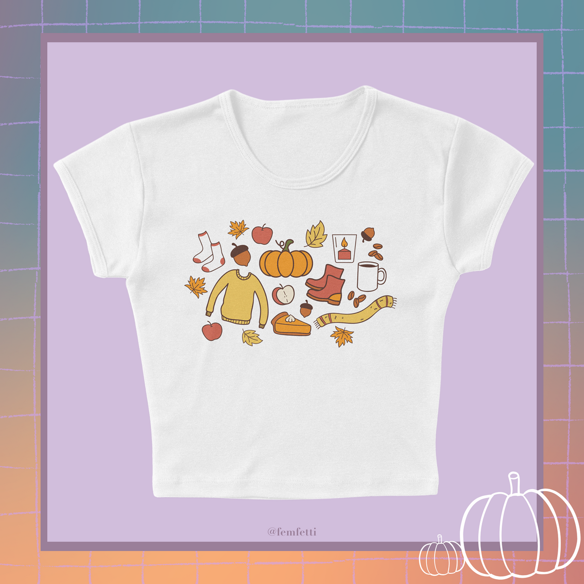 Fall Doodles Micro Rib Baby Tee