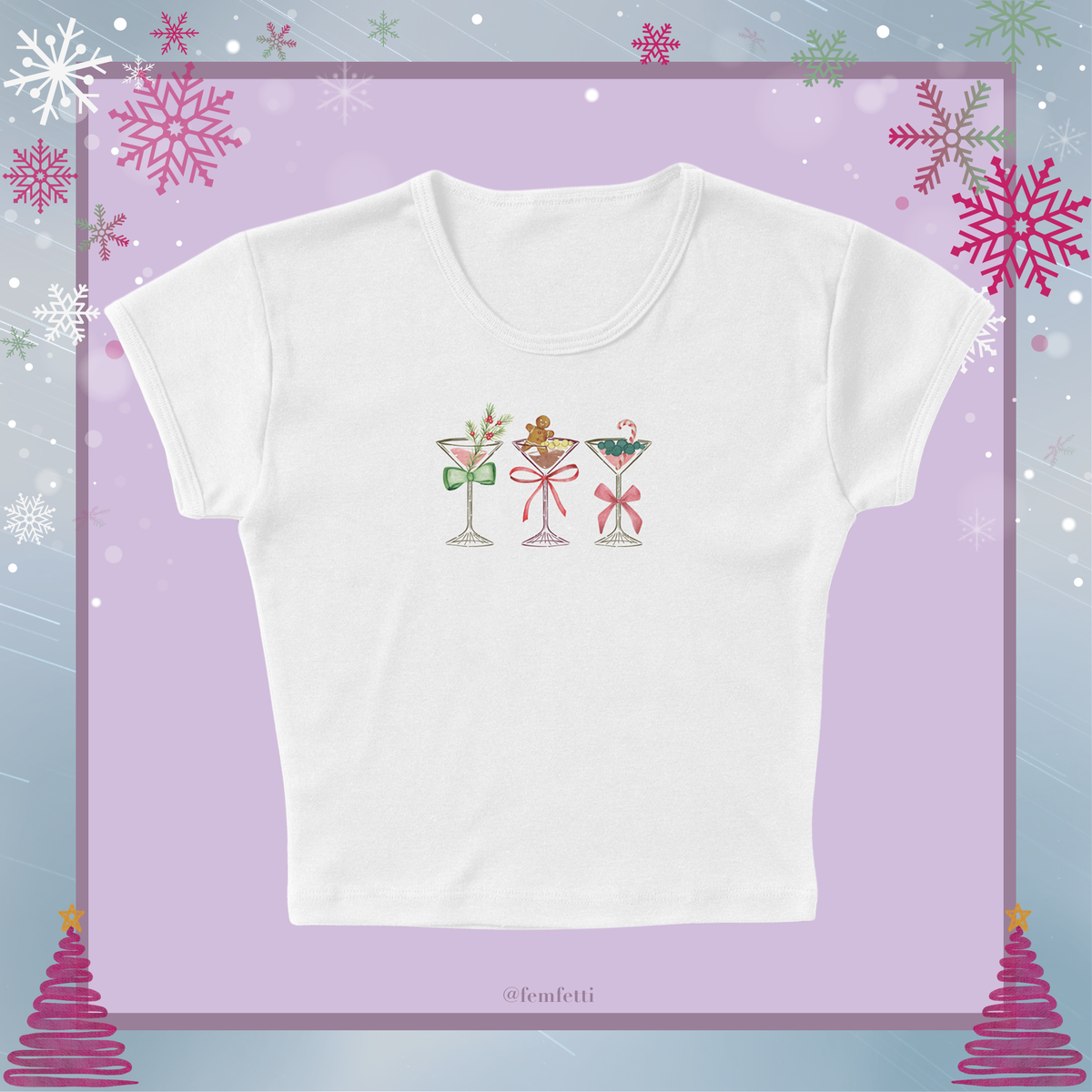 Row Of Festive Martinis Micro Rib Baby Tee