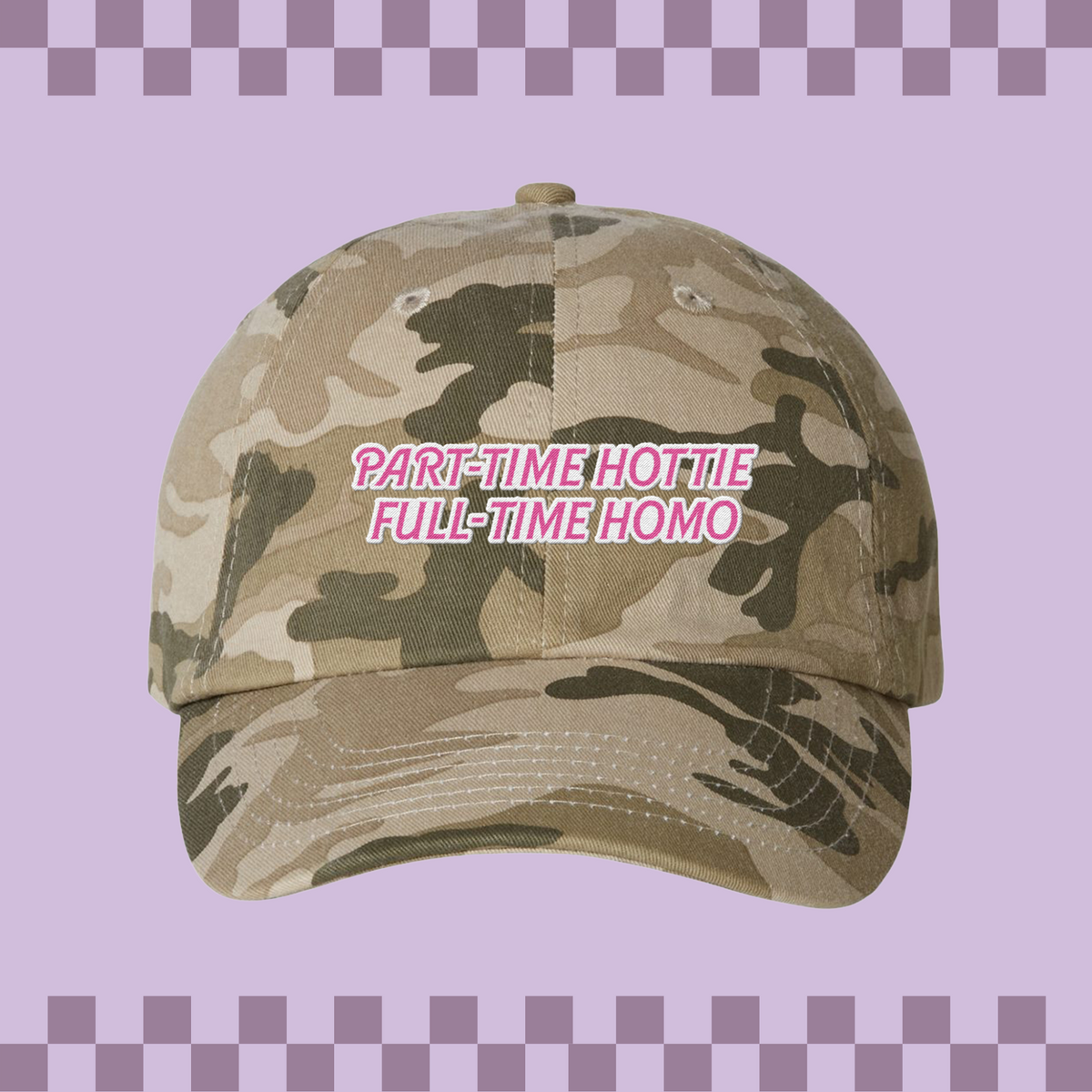 Full Time Homo Embroidered Bio-Washed Classic Dad Hat