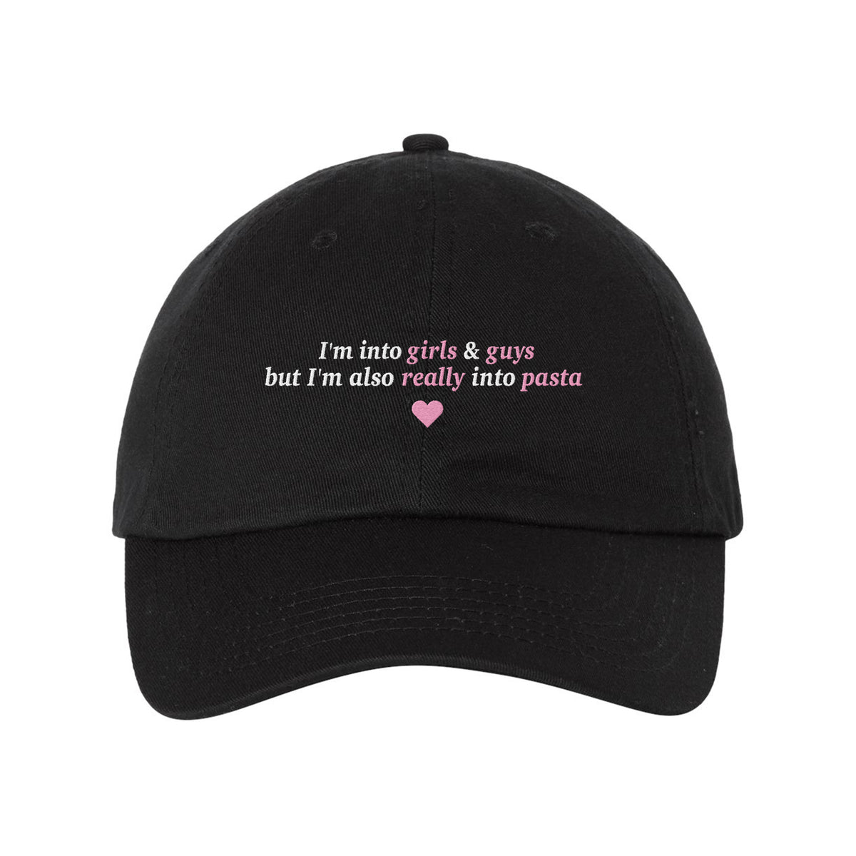 Girls Guys and Pasta Embroidered Bio-Washed Classic Dad Hat