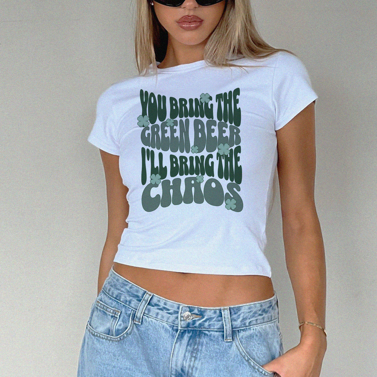 Green Beer Chaos Micro Rib Baby Tee
