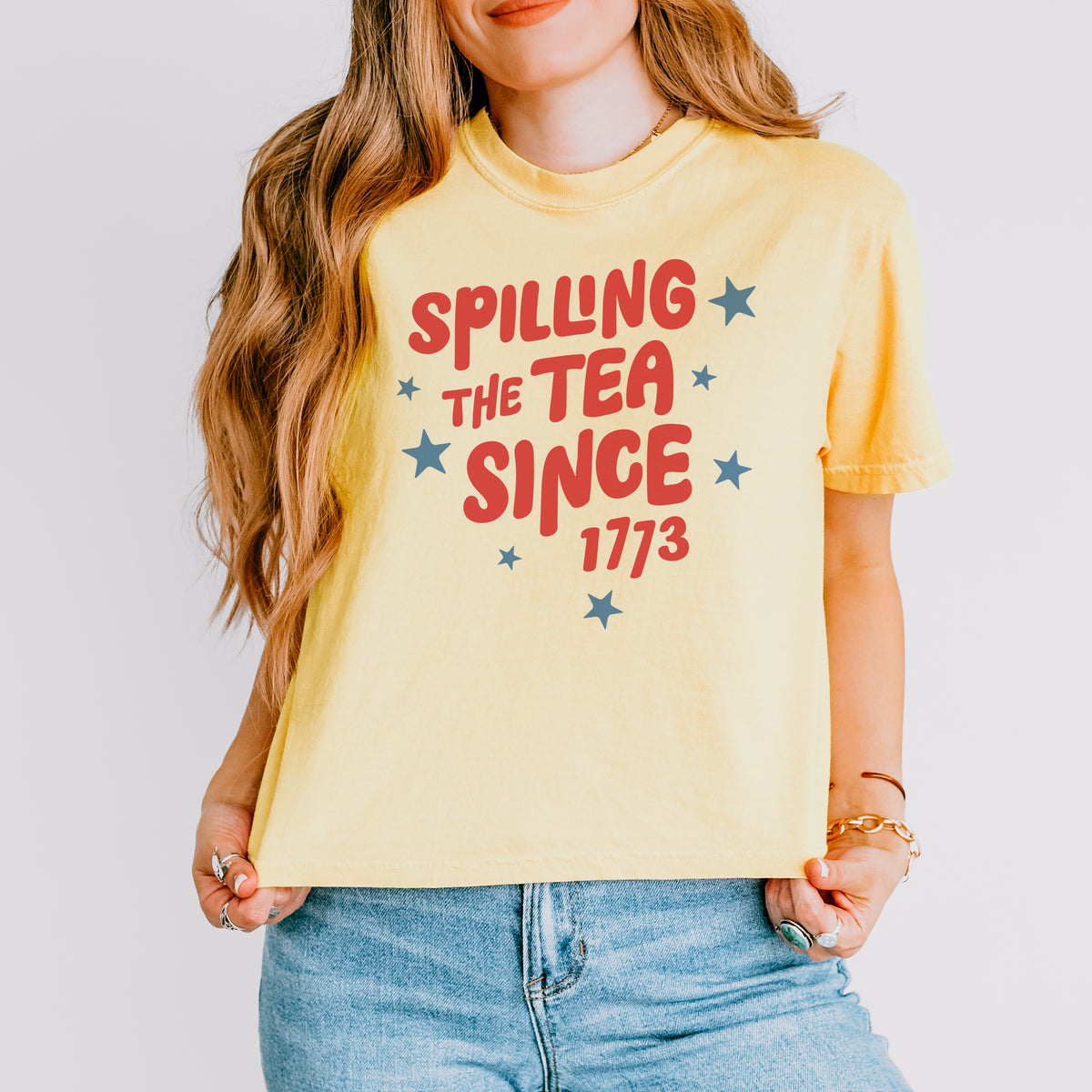 Handwritten Tea Spilling Boxy Crop Top