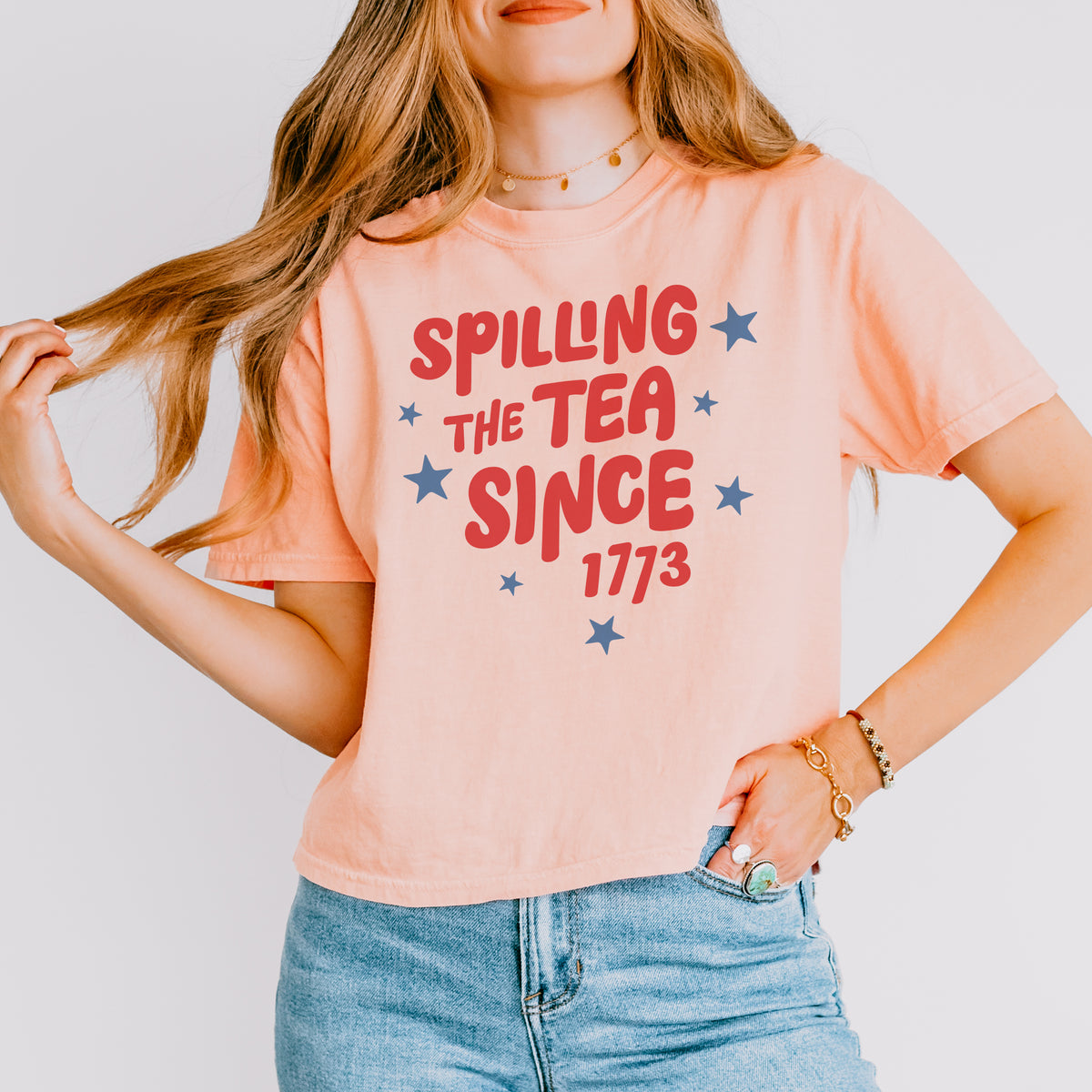 Handwritten Tea Spilling Boxy Crop Top