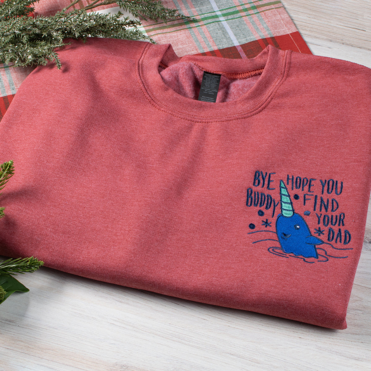 Christmas Whale Embroidered Sweatshirt