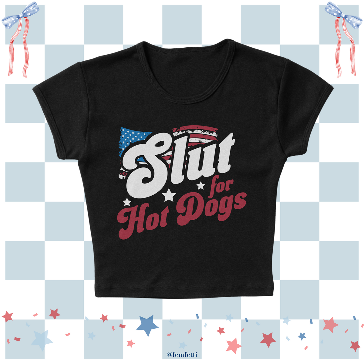 Slut For Hot Dogs Micro Rib Baby Tee