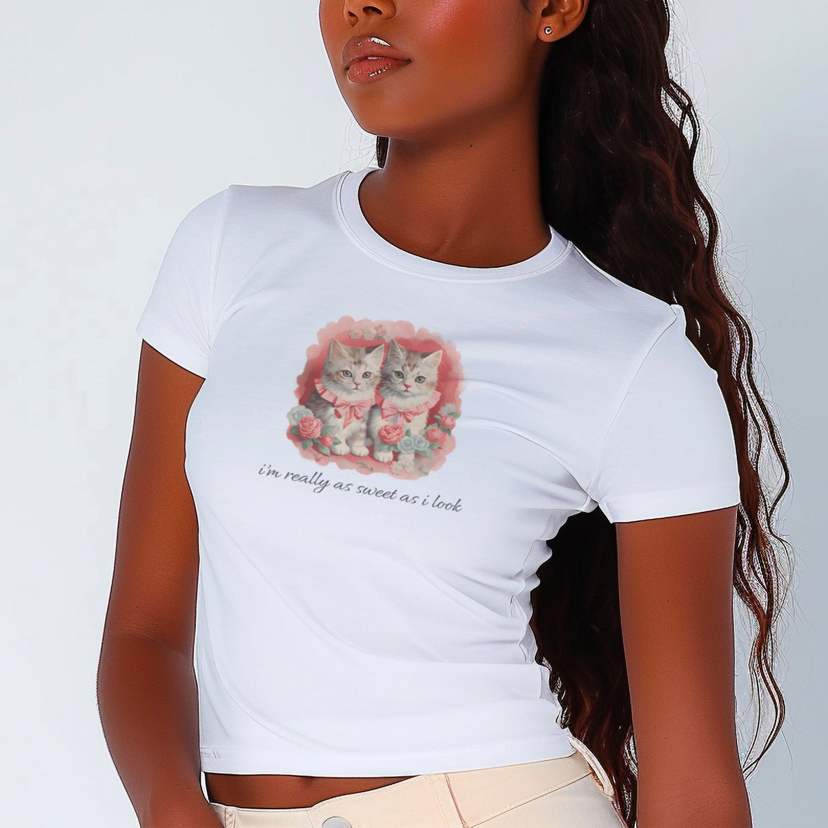 I&#39;m Really Sweet Kitty Micro Rib Baby Tee