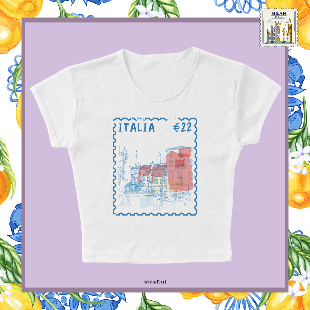 Italia Stamp Micro Rib Baby Tee