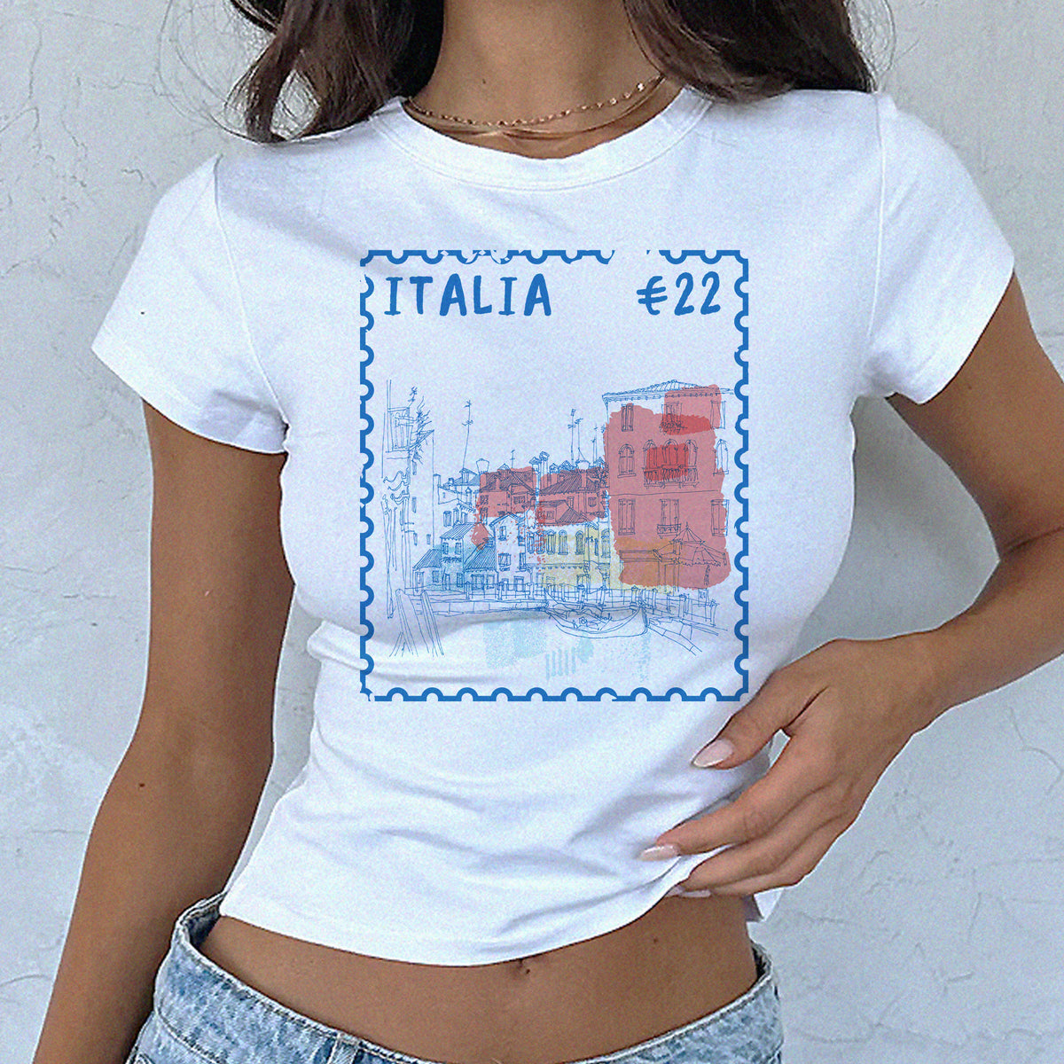 Italia Stamp Micro Rib Baby Tee