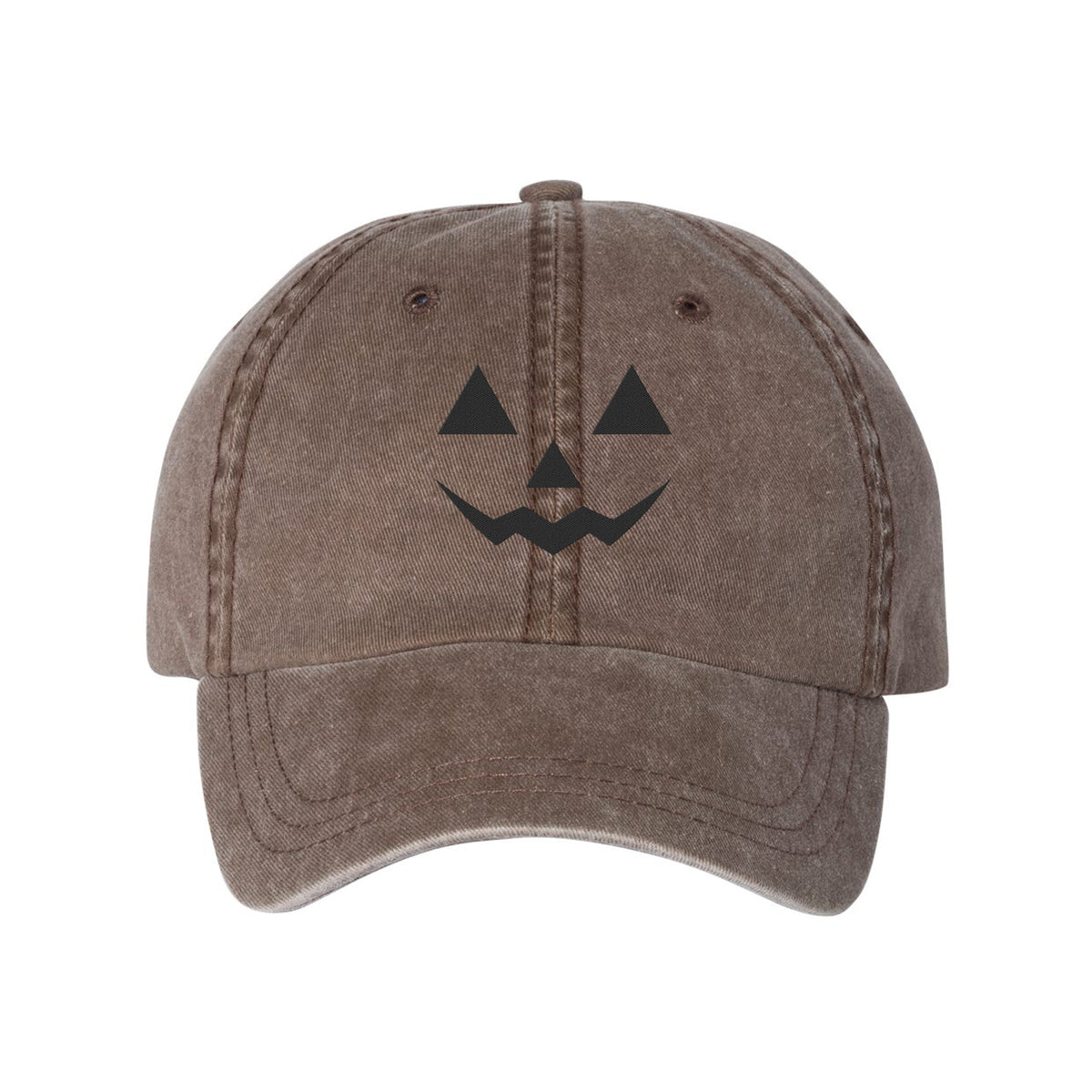 Jack O Lantern Face Embroidered Pigment-Dyed Cap