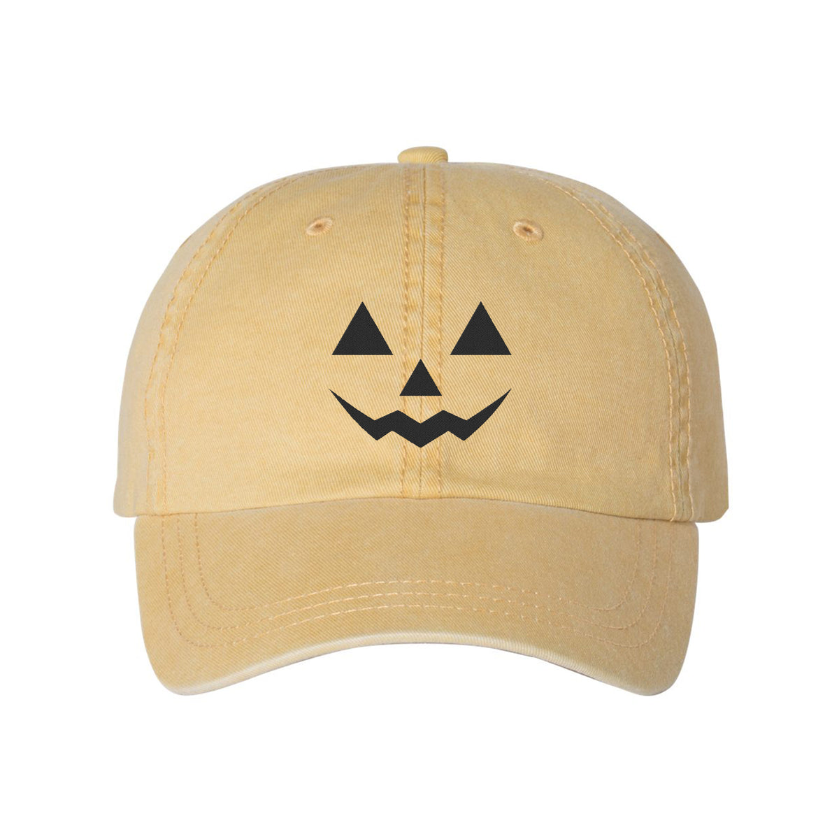 Jack O Lantern Face Embroidered Pigment-Dyed Cap