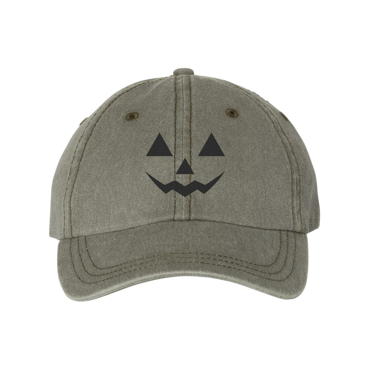 Jack O Lantern Face Embroidered Pigment-Dyed Cap