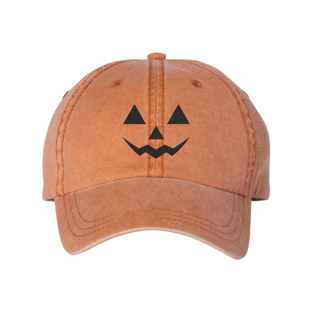 Jack O Lantern Face Embroidered Pigment-Dyed Cap