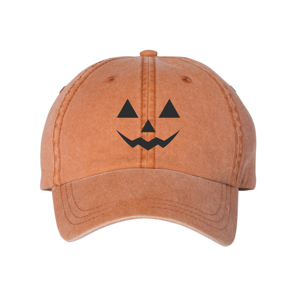 Jack O Lantern Face Embroidered Pigment-Dyed Cap - Femfetti