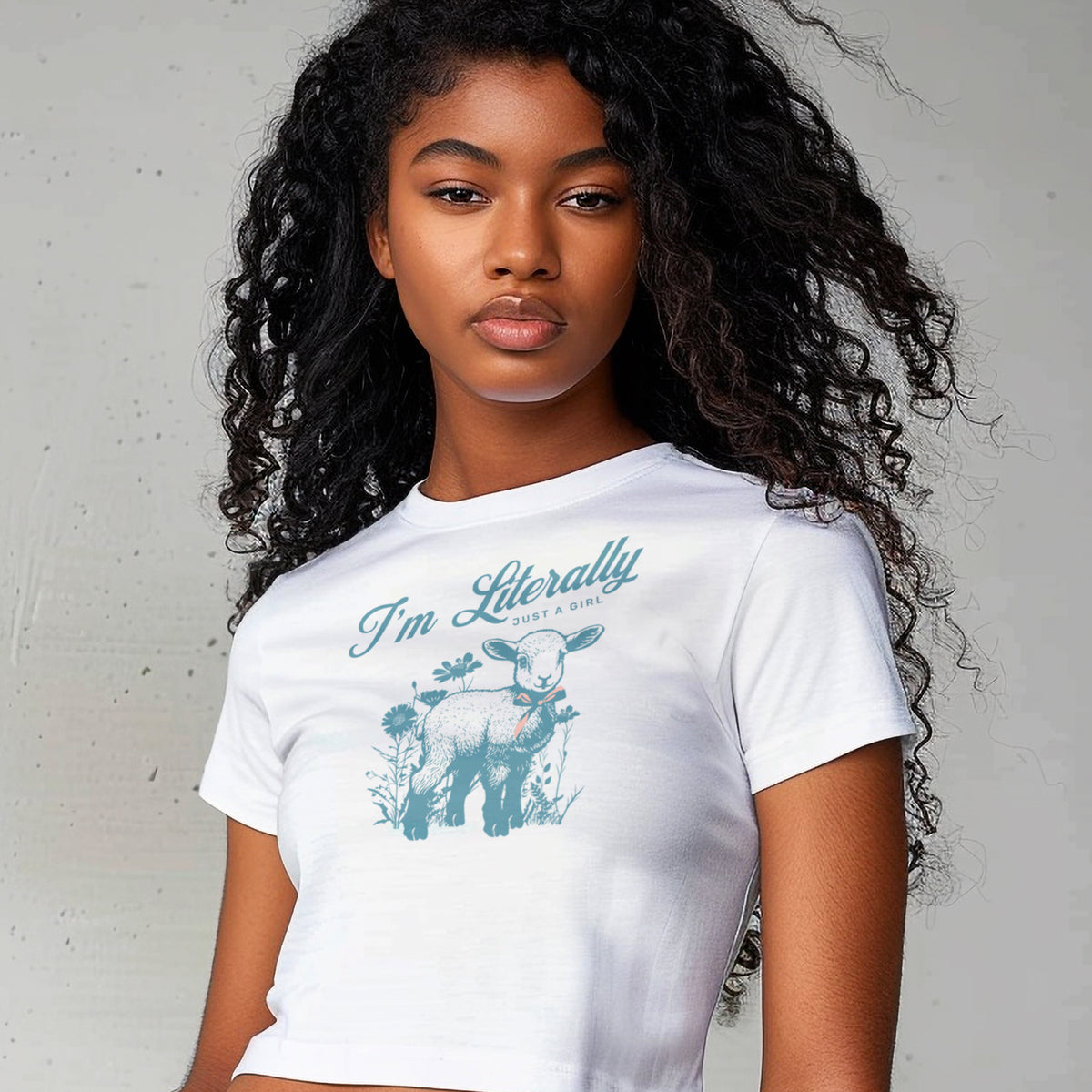 Just a Girl Vintage Lamb Micro Rib Baby Tee