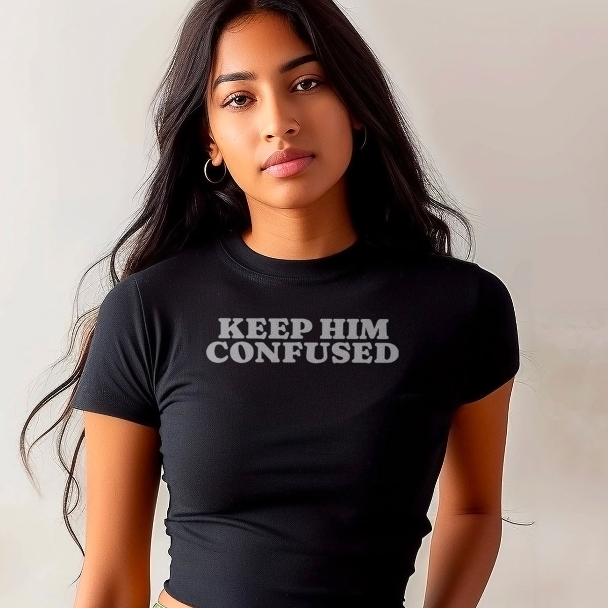 Keep Him Confused Micro Rib Baby Tee
