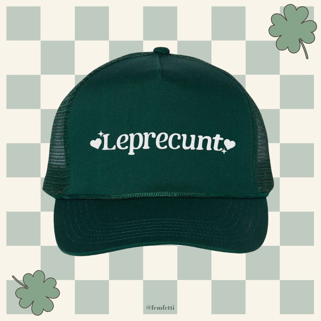 Leprecunt Embroidered Five-Panel Trucker Cap