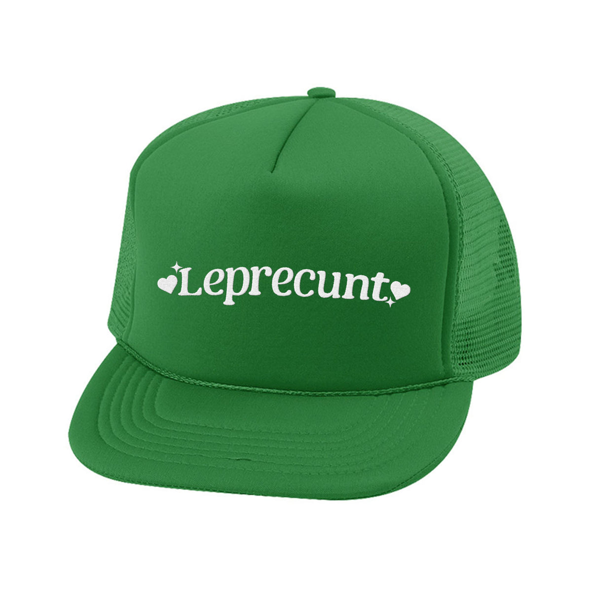 Leprecunt Embroidered Five-Panel Trucker Cap