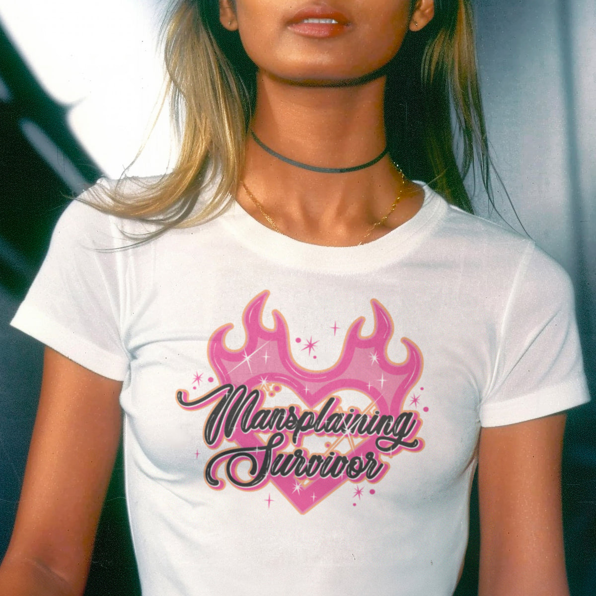 Mansplaining Survivor Micro Rib Baby Tee