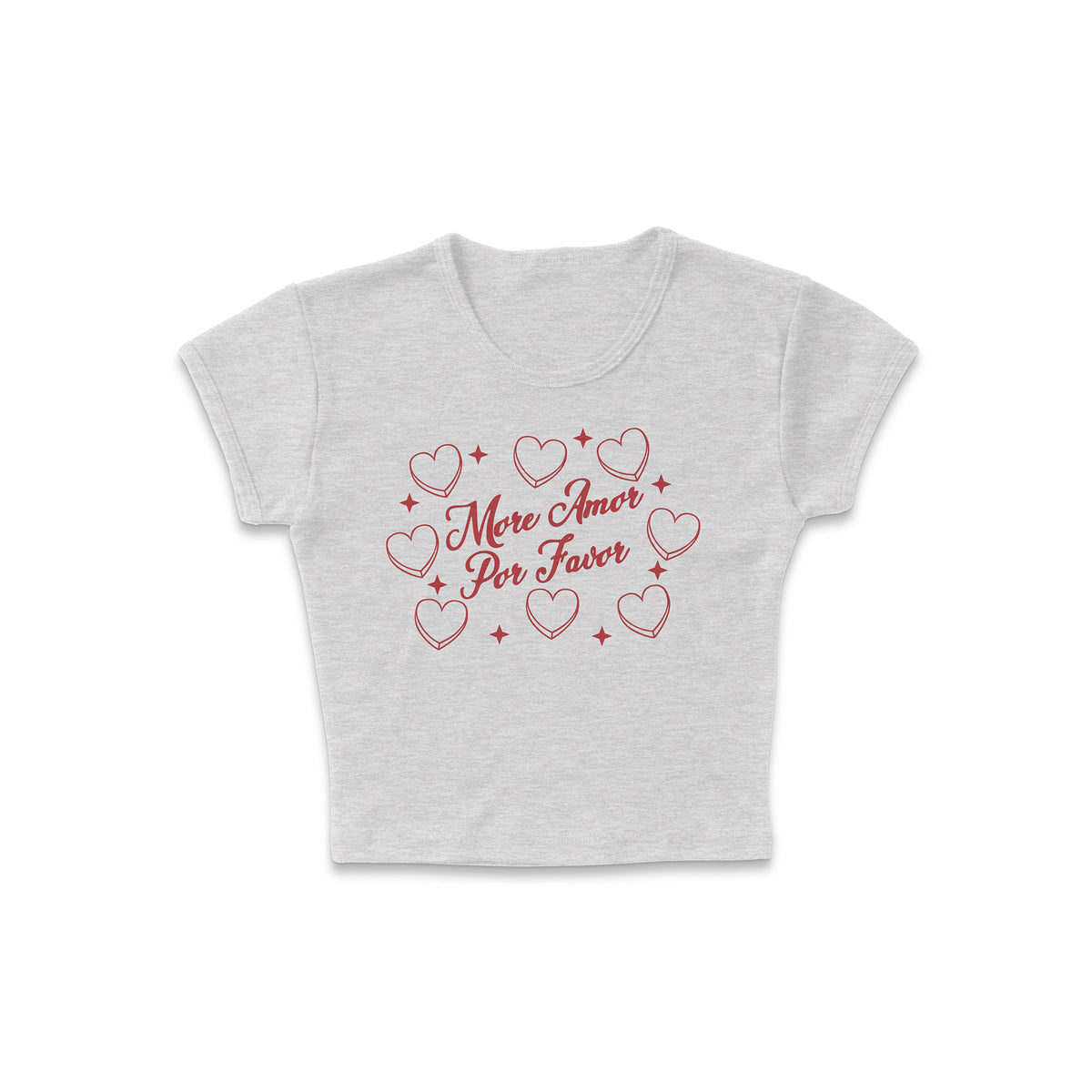 Amor Sparkly Hearts Micro Rib Baby Tee