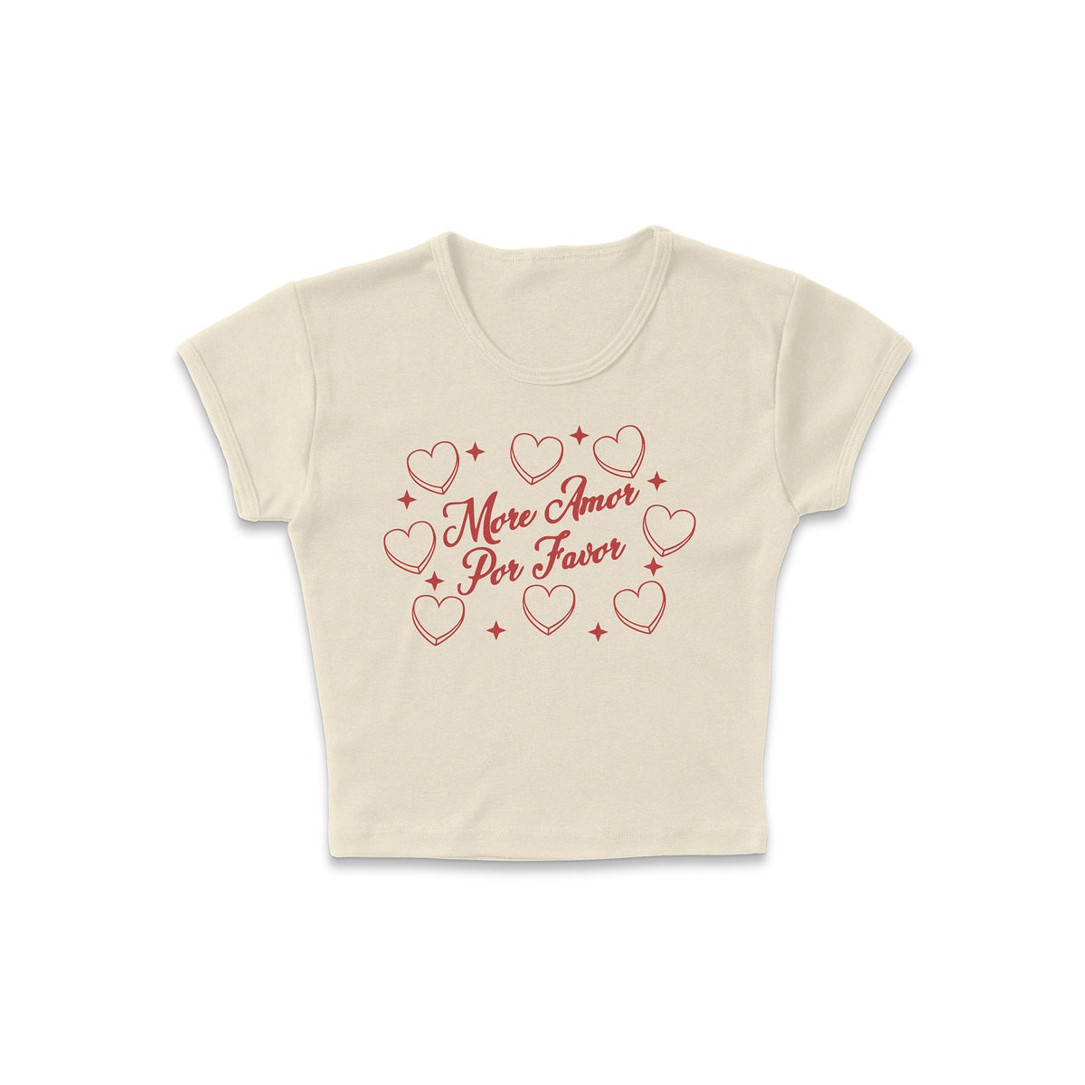Amor Sparkly Hearts Micro Rib Baby Tee