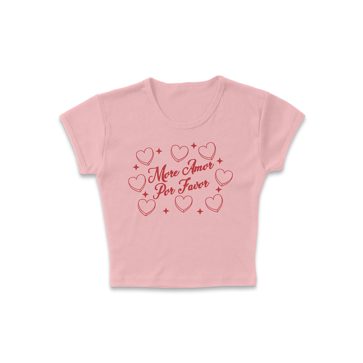 Amor Sparkly Hearts Micro Rib Baby Tee