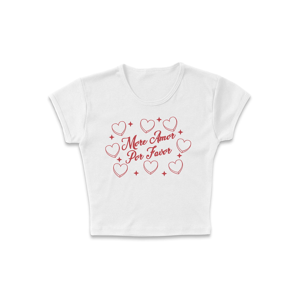 Amor Sparkly Hearts Micro Rib Baby Tee